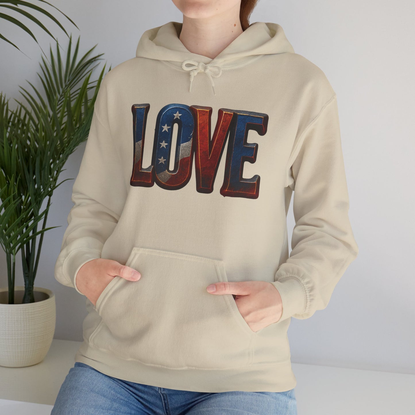 Unisex Hooded Sweatshirt with 'LOVE' Design - Cozy Gift for Friends, Valentine's Day, Casual Wear, Relaxation, Everyday Use