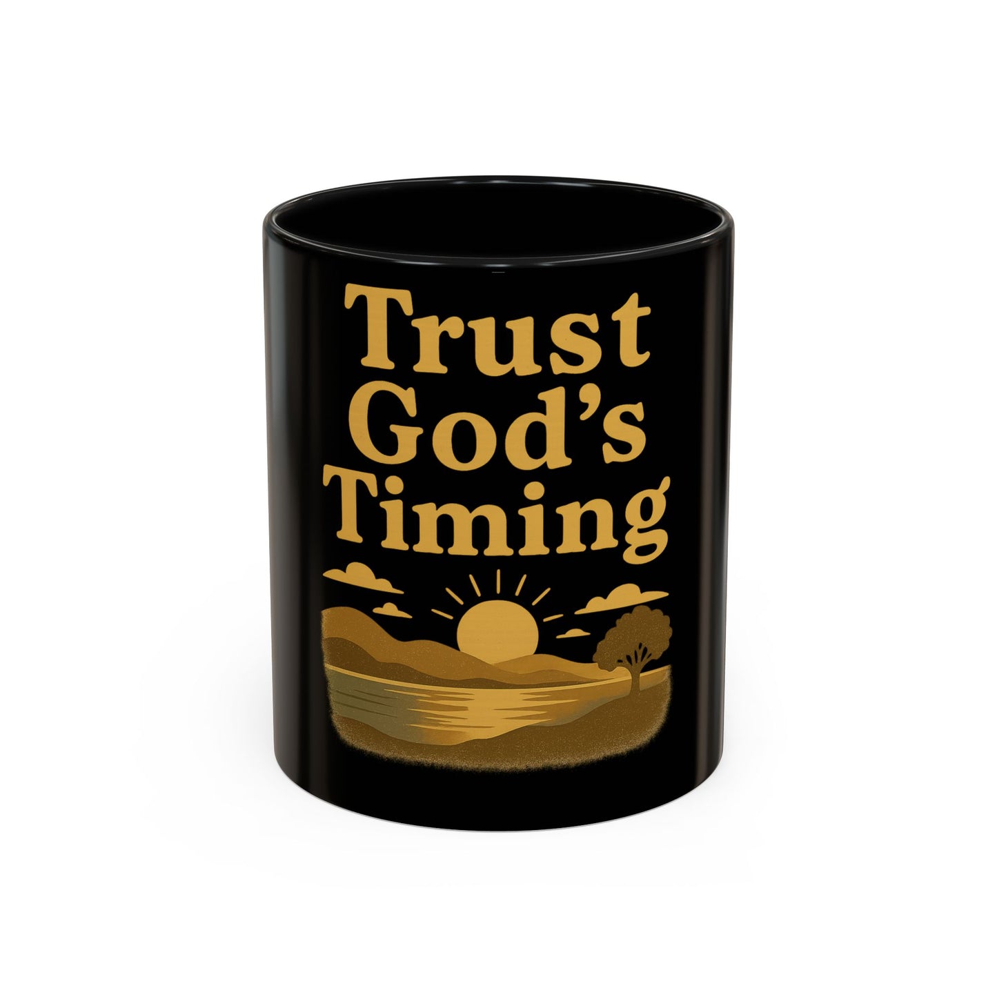 Trust God's Timing Christian Coffee Mug – Inspirational Accent Cup (11oz & 15oz), Faith-Based Gift for Coffee & Tea Lovers
