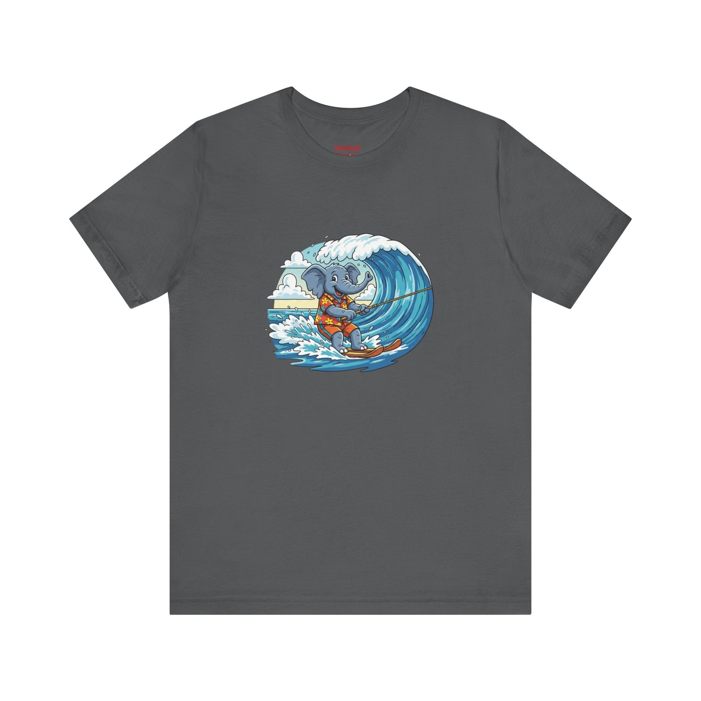 Surfing Elephant Unisex Tee, Beachwear, Cute Animal Shirt, Summer Vibe Tee, Gift for Nature Lovers, Casual Everyday Wear