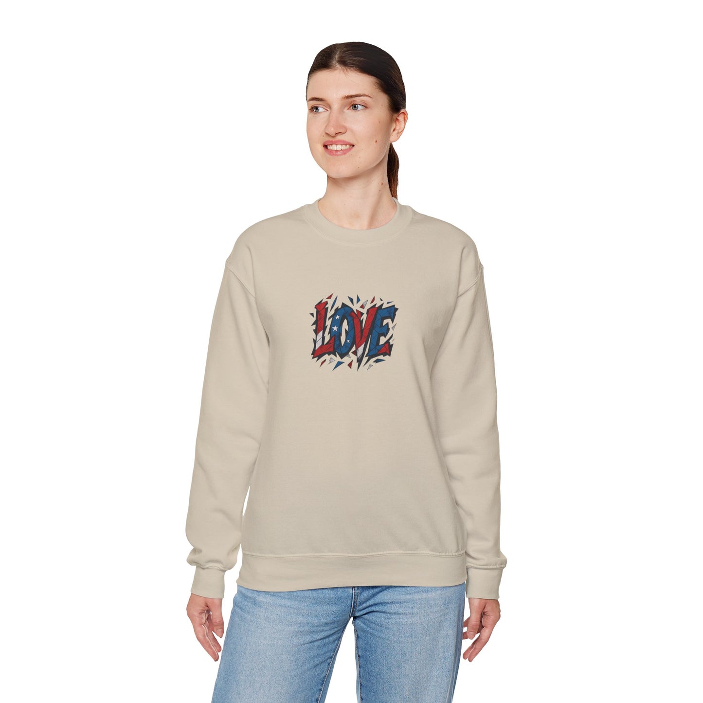Patriotic Love Sweatshirt | Unisex Crewneck, Cozy Top for Celebrations, Gifts, Independence Day, Casual Style, Everyday Comfort