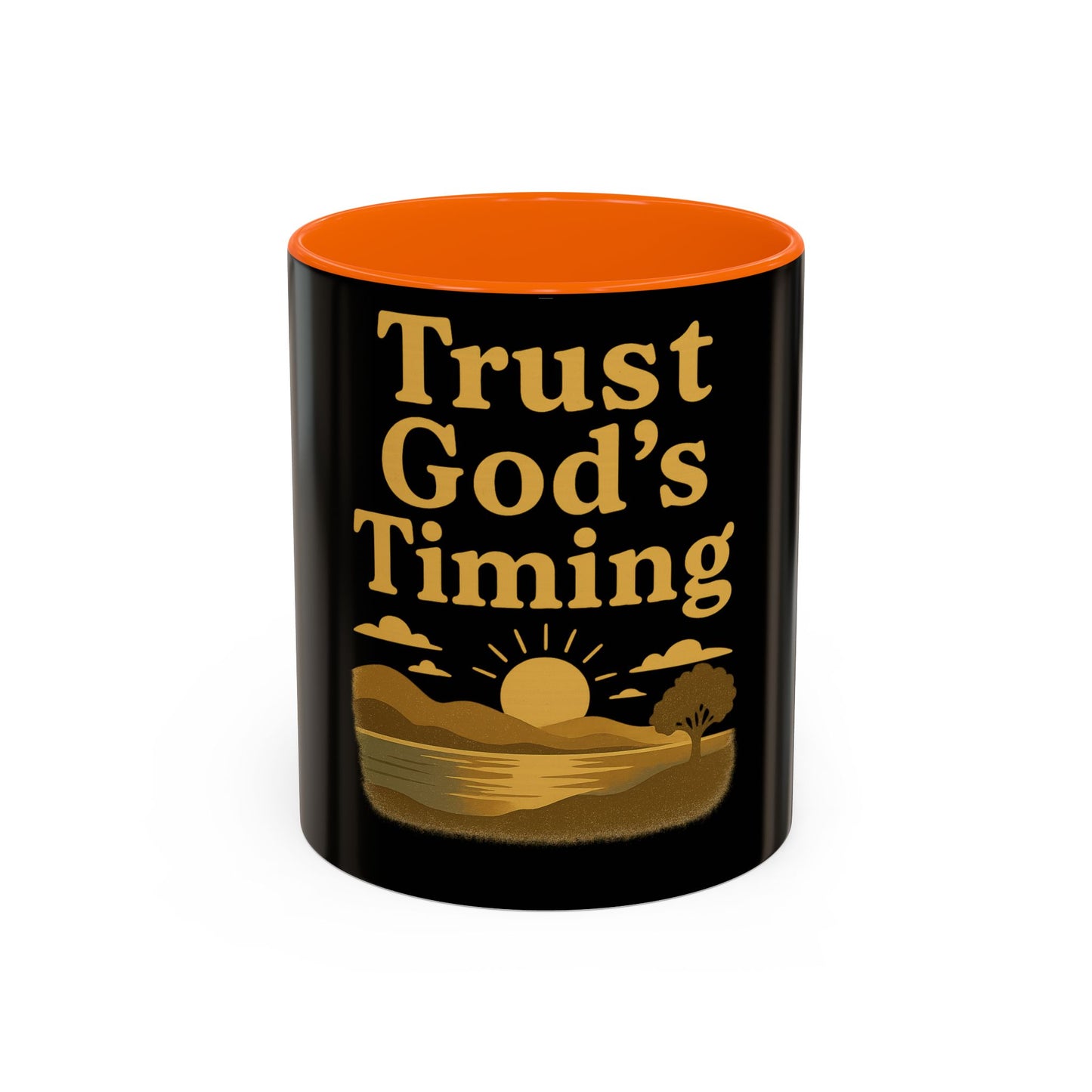 Trust God's Timing Christian Coffee Mug – Inspirational Accent Cup (11oz & 15oz), Faith-Based Gift for Coffee & Tea Lovers