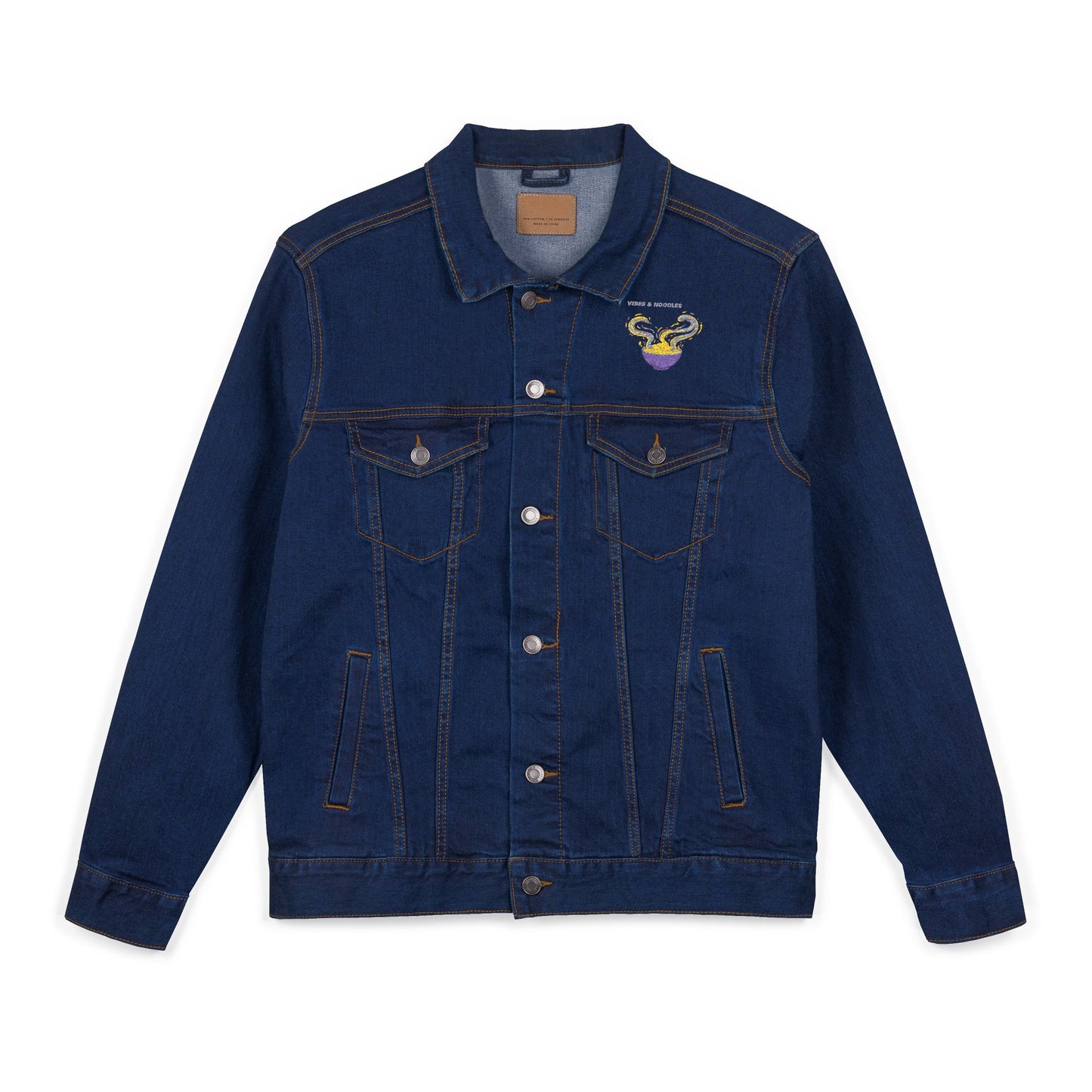 Embroidered Vibes & Noodles Unisex Denim Jacket by Ravage Tees | Premium Streetwear Fashion