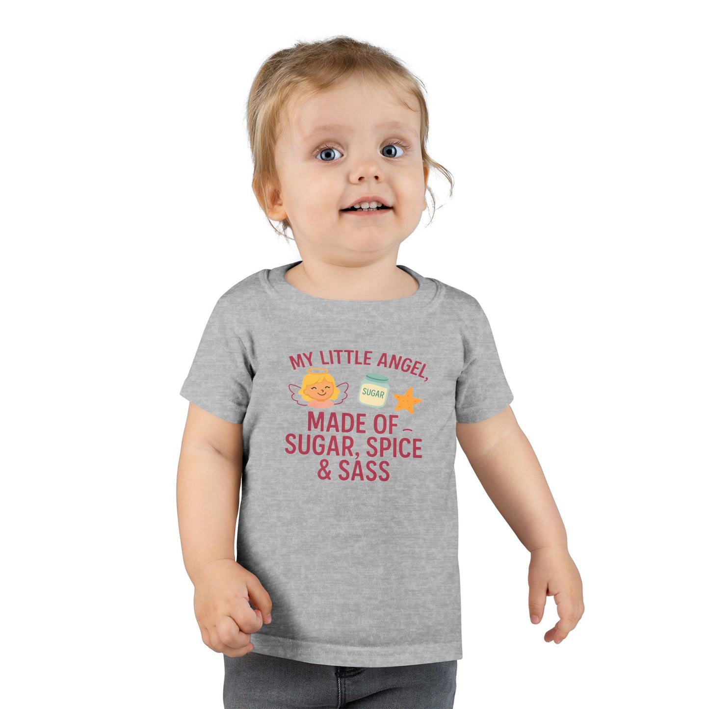 Toddler T-Shirt - My Little Angel - Made of Sugar, Spice & Sass - Cute Gift for Birthday, Baby Shower, Toddler Playdates, Everyday Wear
