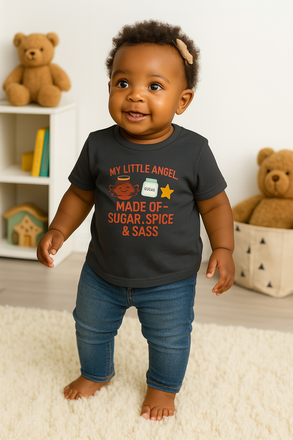 Cute Infant Tee: My Little Angel, Baby Clothing, Toddler Gift, Baby Shower Present, Kids Apparel, Sugar Spice & Sass