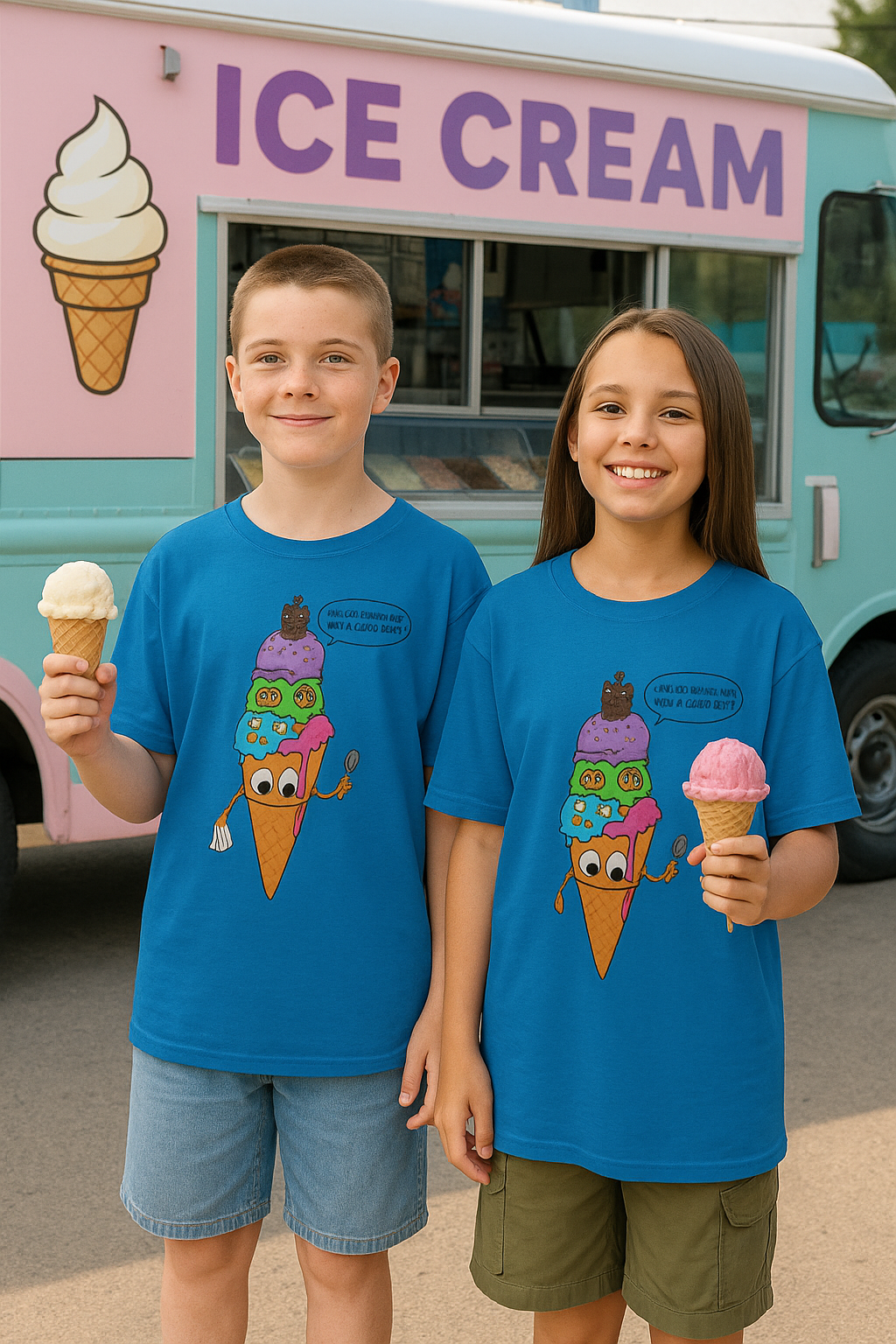 Kids Ice Cream Cone T-Shirt - Fun Summer Apparel, Perfect Gift for Birthdays, Playdates, Ice Cream Lovers, Family Outings