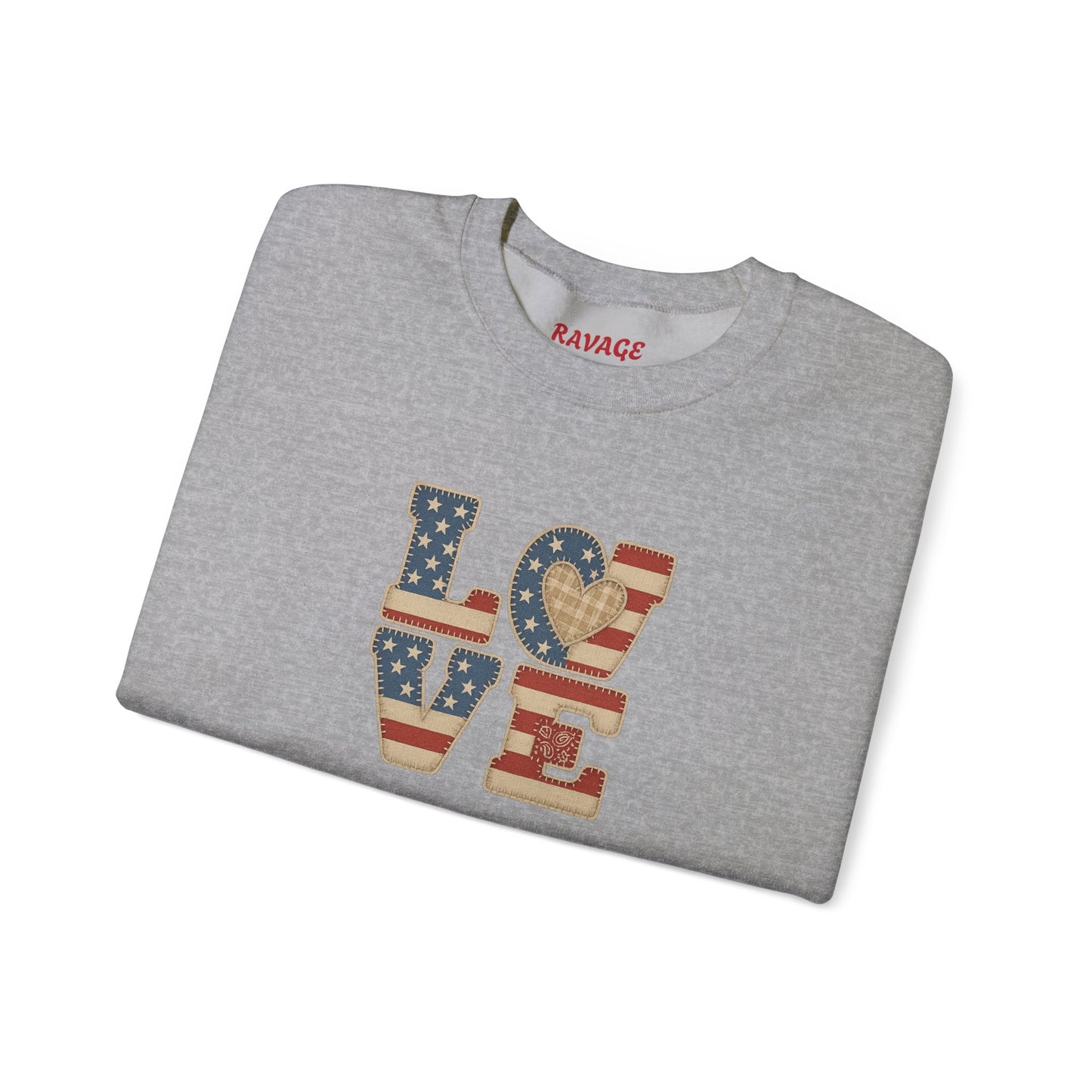 Patriotic Love Sweatshirt | Unisex Crewneck, Cozy Top for Celebrations, Gifts, Independence Day, Casual Style, Everyday Comfort