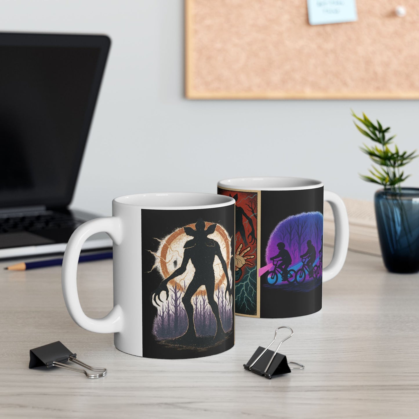 Stranger Things Art Ceramic Mug, 11oz, 15oz Size, Unique Gift for Fans, Retro Coffee Cup, Halloween Decor, Home & Living