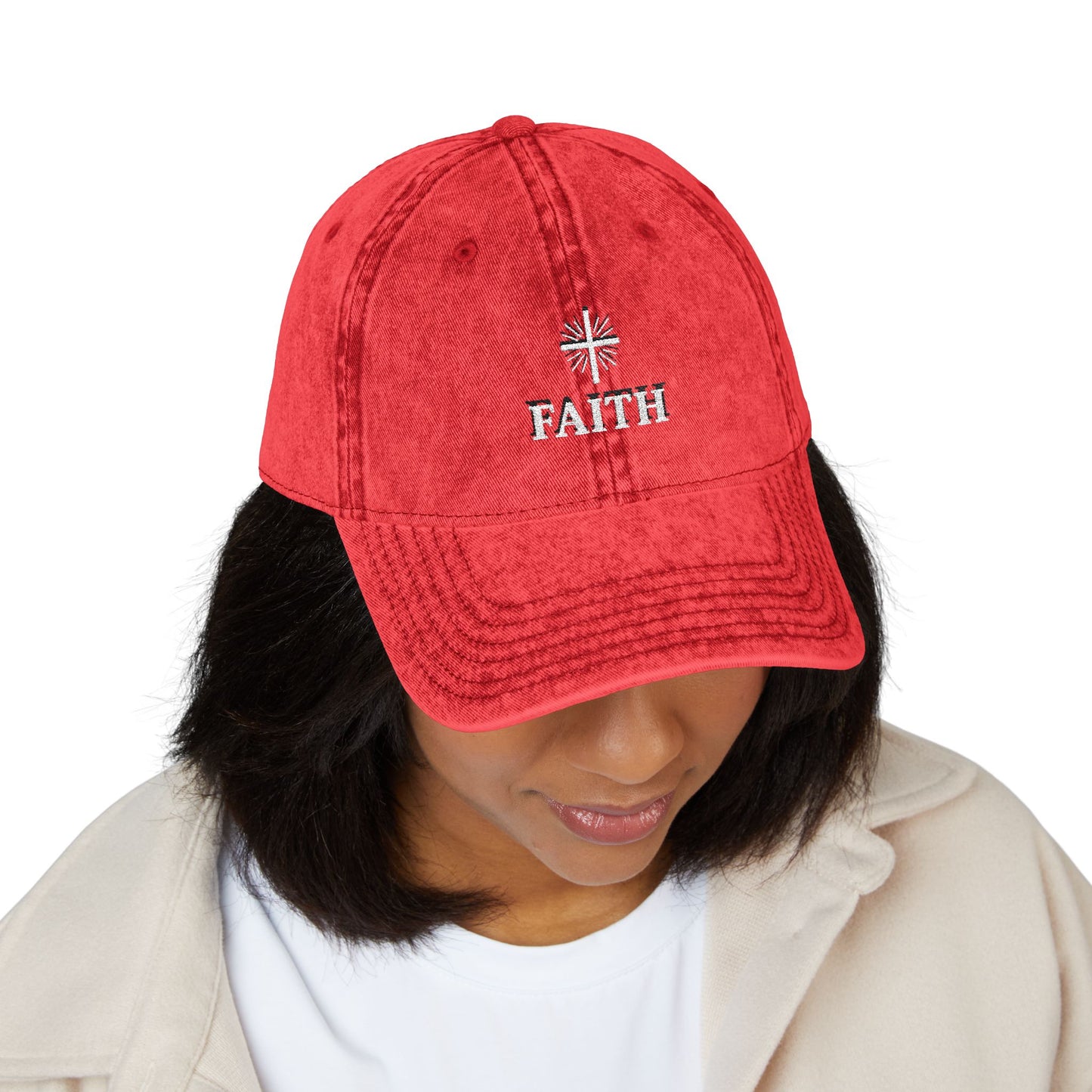 Vintage Faith Embroidered Cap, Inspirational Hat for Everyday Wear, Perfect Gift for Birthdays & Holidays