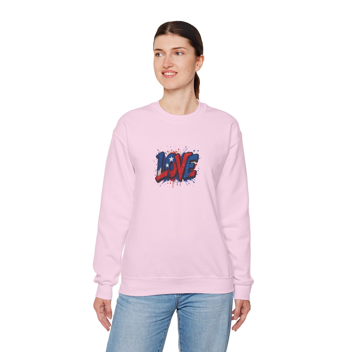 Patriotic Love Sweatshirt | Unisex Crewneck, Cozy Top for Celebrations, Gifts, Independence Day, Casual Style, Everyday Comfort