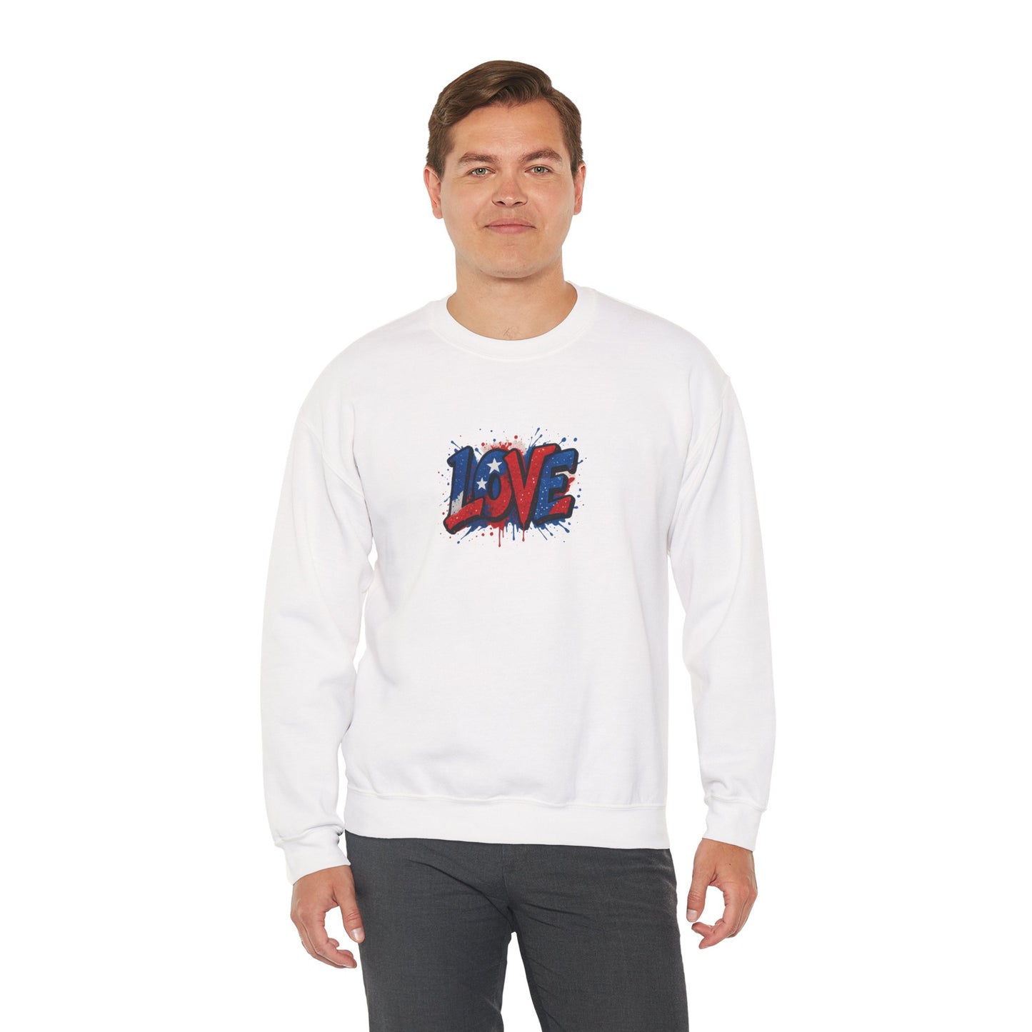 Patriotic Love Sweatshirt | Unisex Crewneck, Cozy Top for Celebrations, Gifts, Independence Day, Casual Style, Everyday Comfort