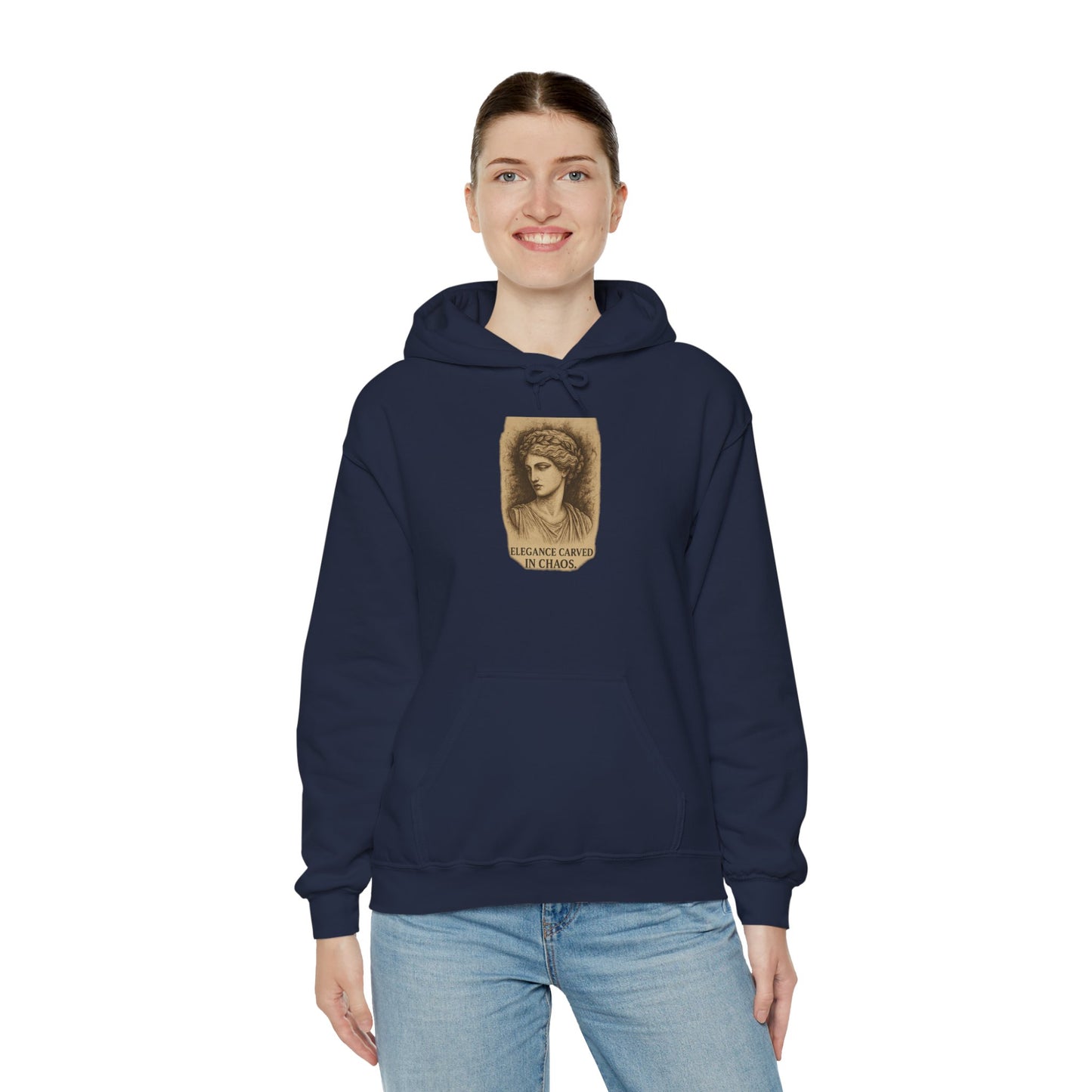 ELEGEANCE CARVED IN CHAOS Graphic Hoodie – Unisex Pullover Sweatshirt for Nature Lovers | Cozy Streetwear for Spring, Casual Wear & Eco-Friendly Gifts