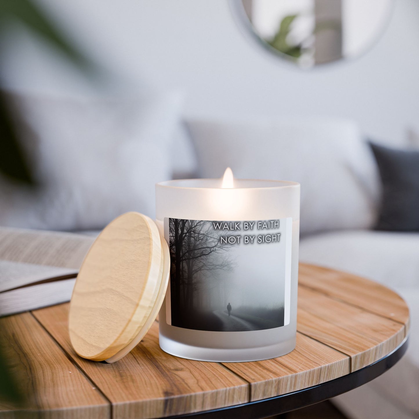 Spiritual Journey-Inspirational Frosted Glass Candle - 11oz, Meditation Candle, Home Decor, Gift for Him/Her, Prayer Candle, Cozy Ambiance