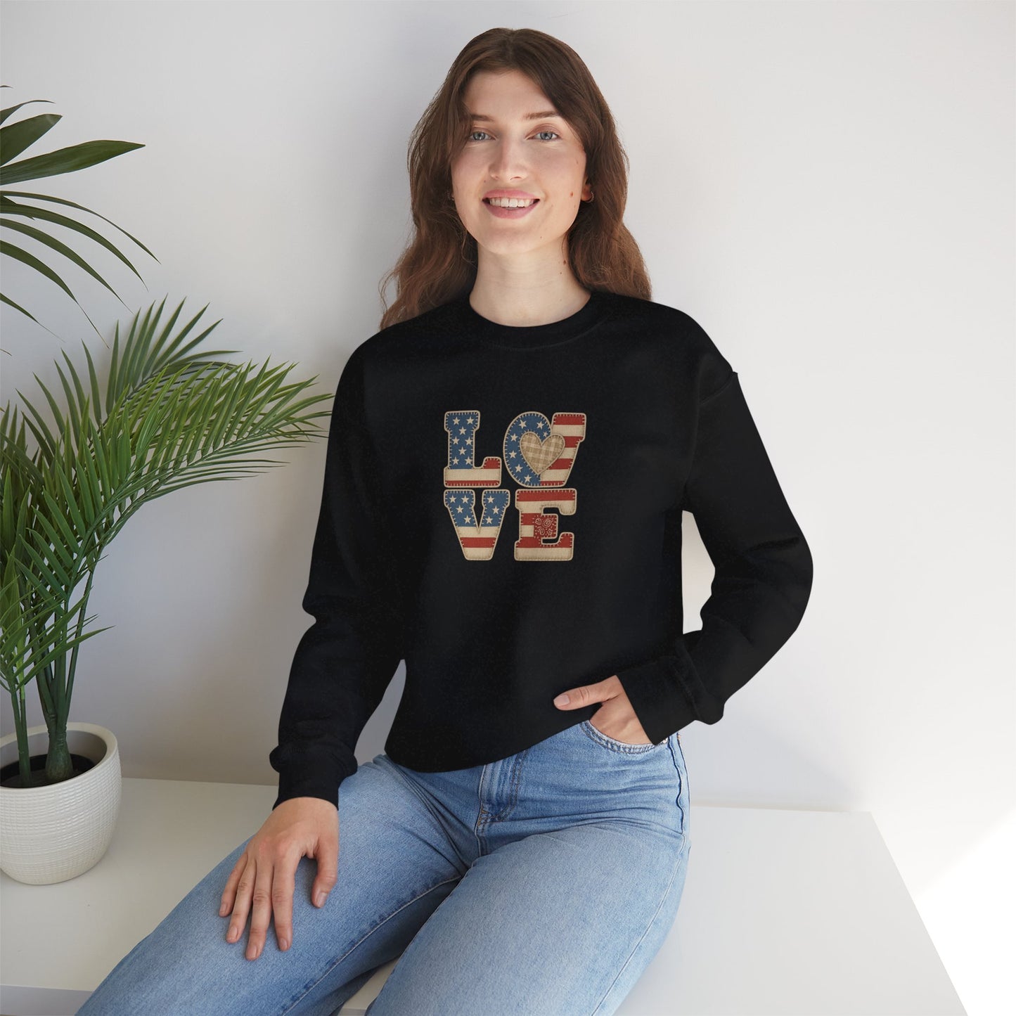 Patriotic Love Sweatshirt | Unisex Crewneck, Cozy Top for Celebrations, Gifts, Independence Day, Casual Style, Everyday Comfort