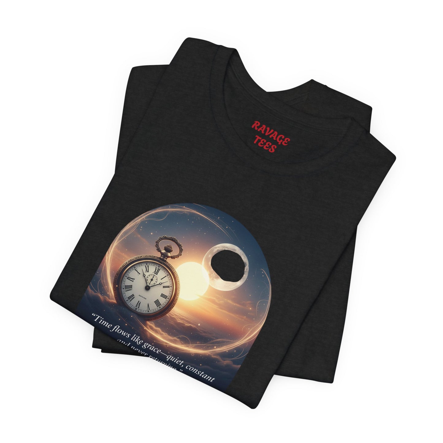 Time Flows Like Grace Cosmic Time Short Sleeve Tee, Celestial T-Shirt, Space Lover Gift, Astrology Shirt, Motivational Tee, Moon Phase Apparel