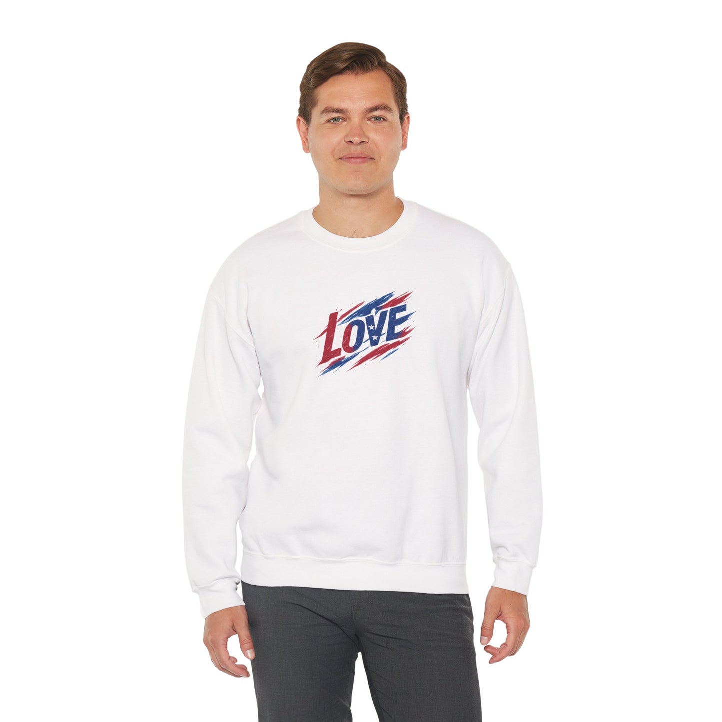 Patriotic Love Sweatshirt | Unisex Crewneck, Cozy Top for Celebrations, Gifts, Independence Day, Casual Style, Everyday Comfort