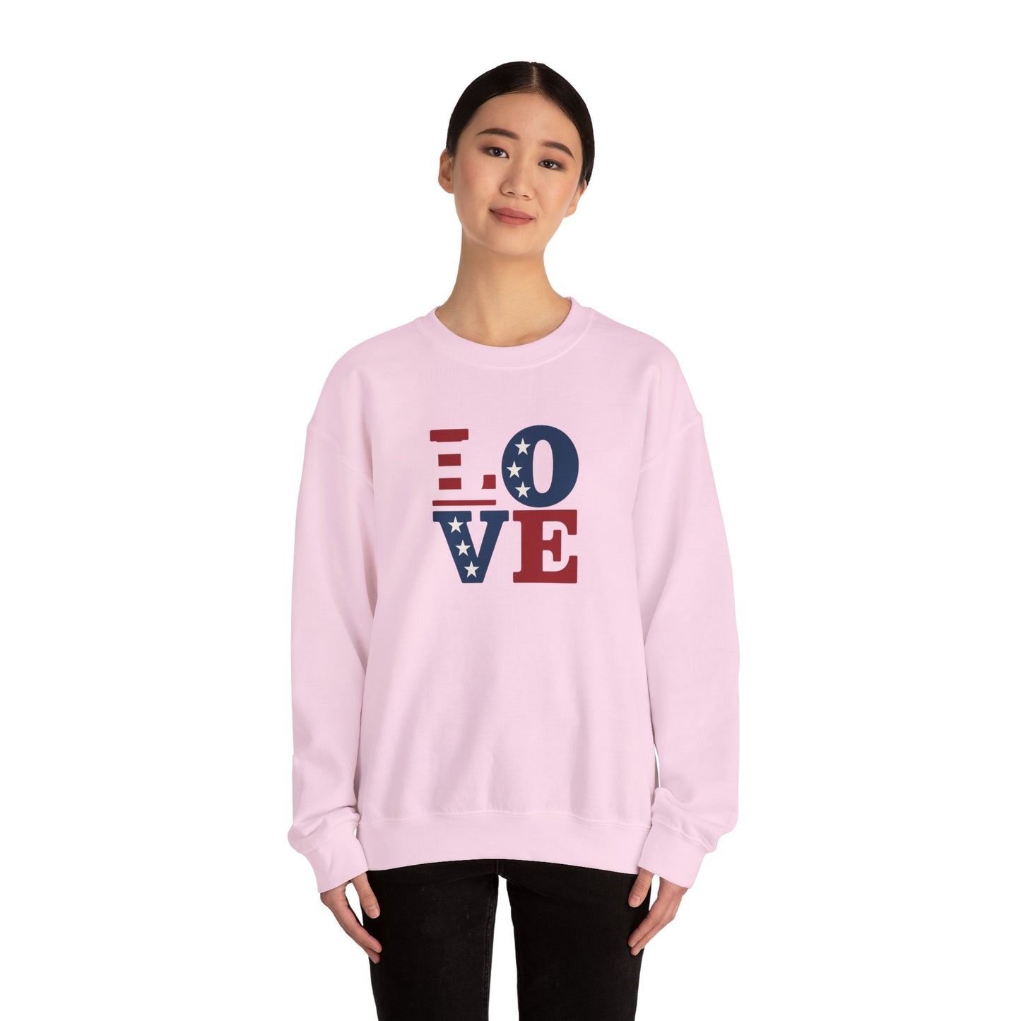 Patriotic Love Sweatshirt | Unisex Crewneck, Cozy Top for Celebrations, Gifts, Independence Day, Casual Style, Everyday Comfort