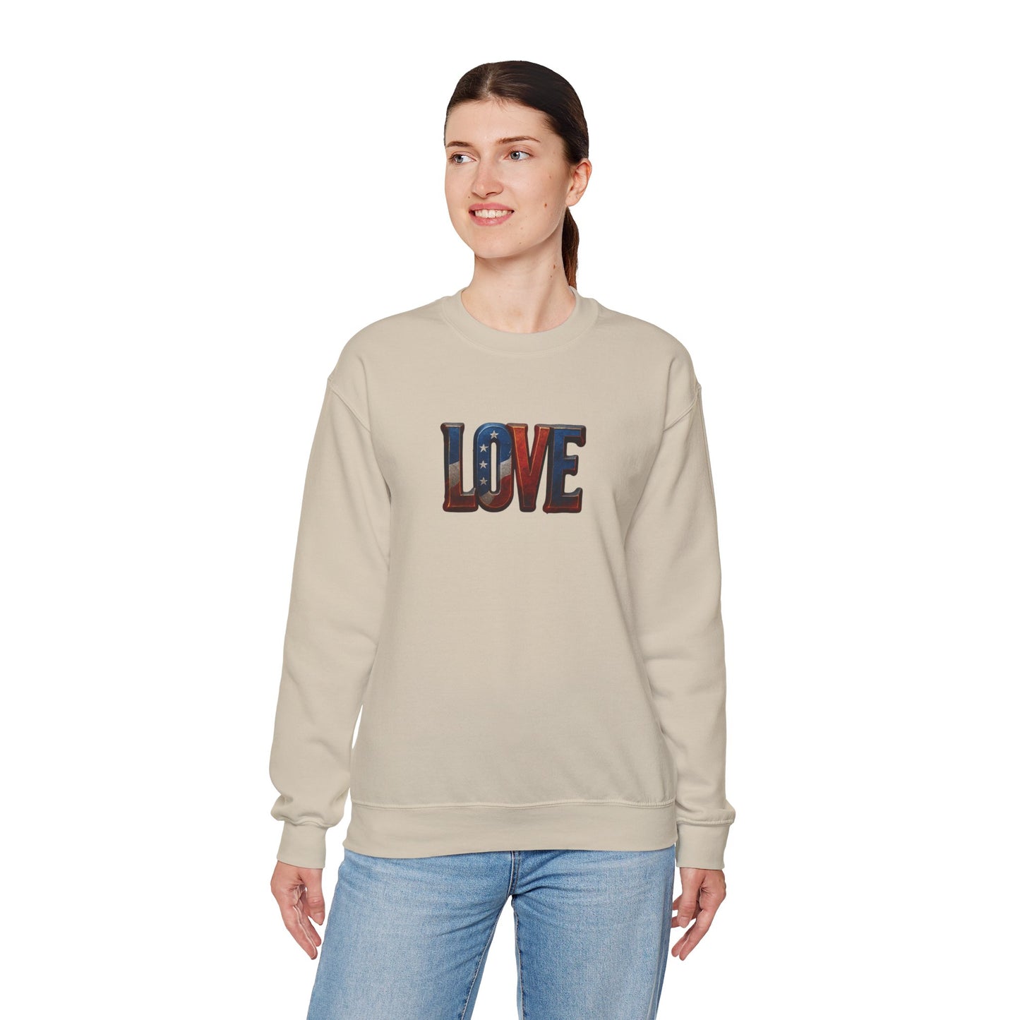 Patriotic Love Sweatshirt | Unisex Crewneck, Cozy Top for Celebrations, Gifts, Independence Day, Casual Style, Everyday Comfort