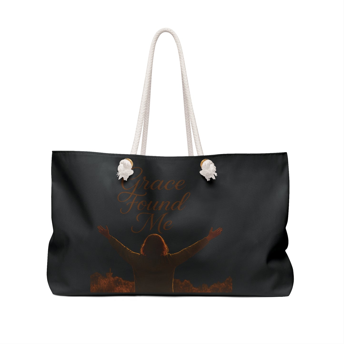 Grace Found Me Weekender Bag – Inspirational Christian Travel Tote, Faith-Based Gift, Spiritual Carryall for Weekend Getaways, Church Retreats, and Everyday Essentials