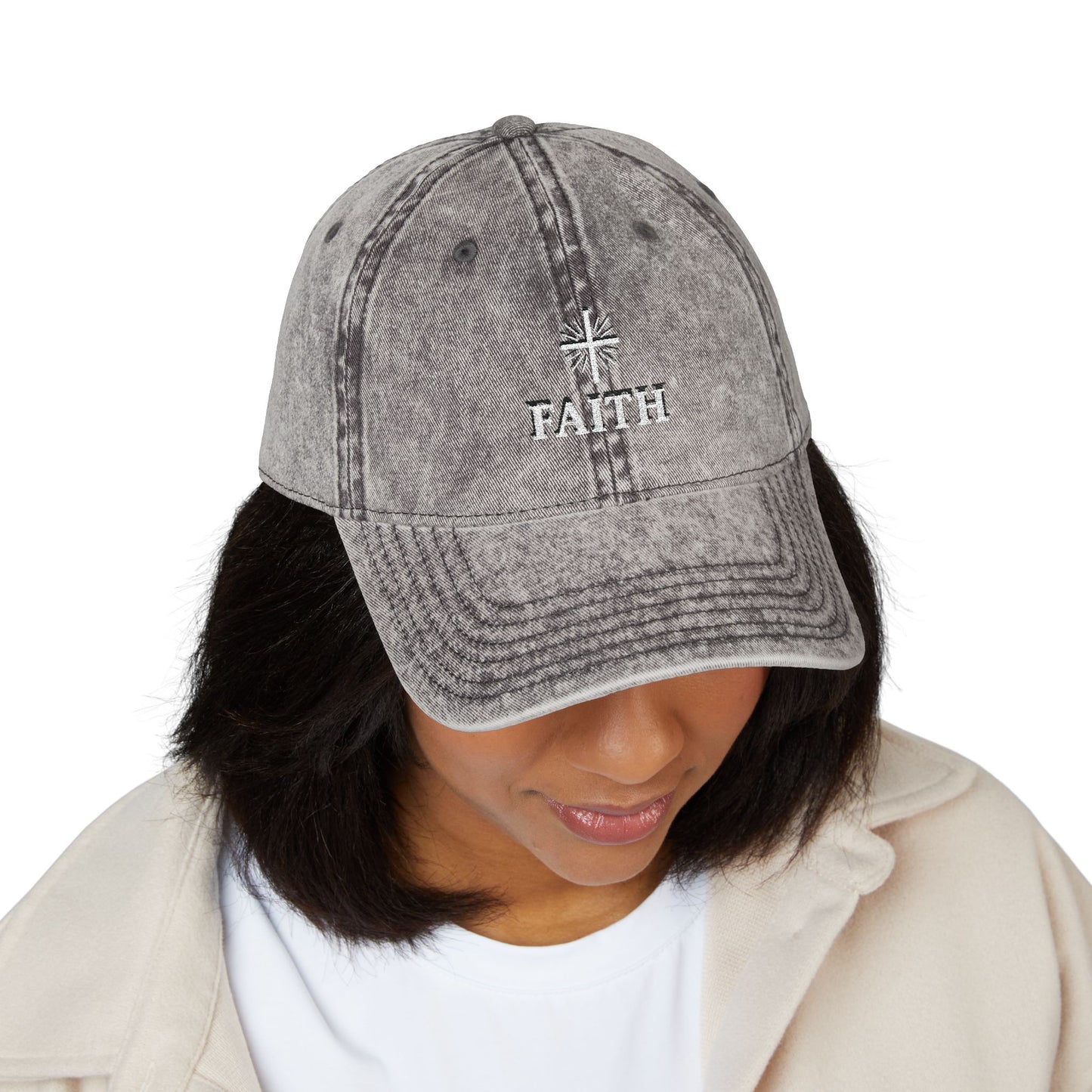 Vintage Faith Embroidered Cap, Inspirational Hat for Everyday Wear, Perfect Gift for Birthdays & Holidays