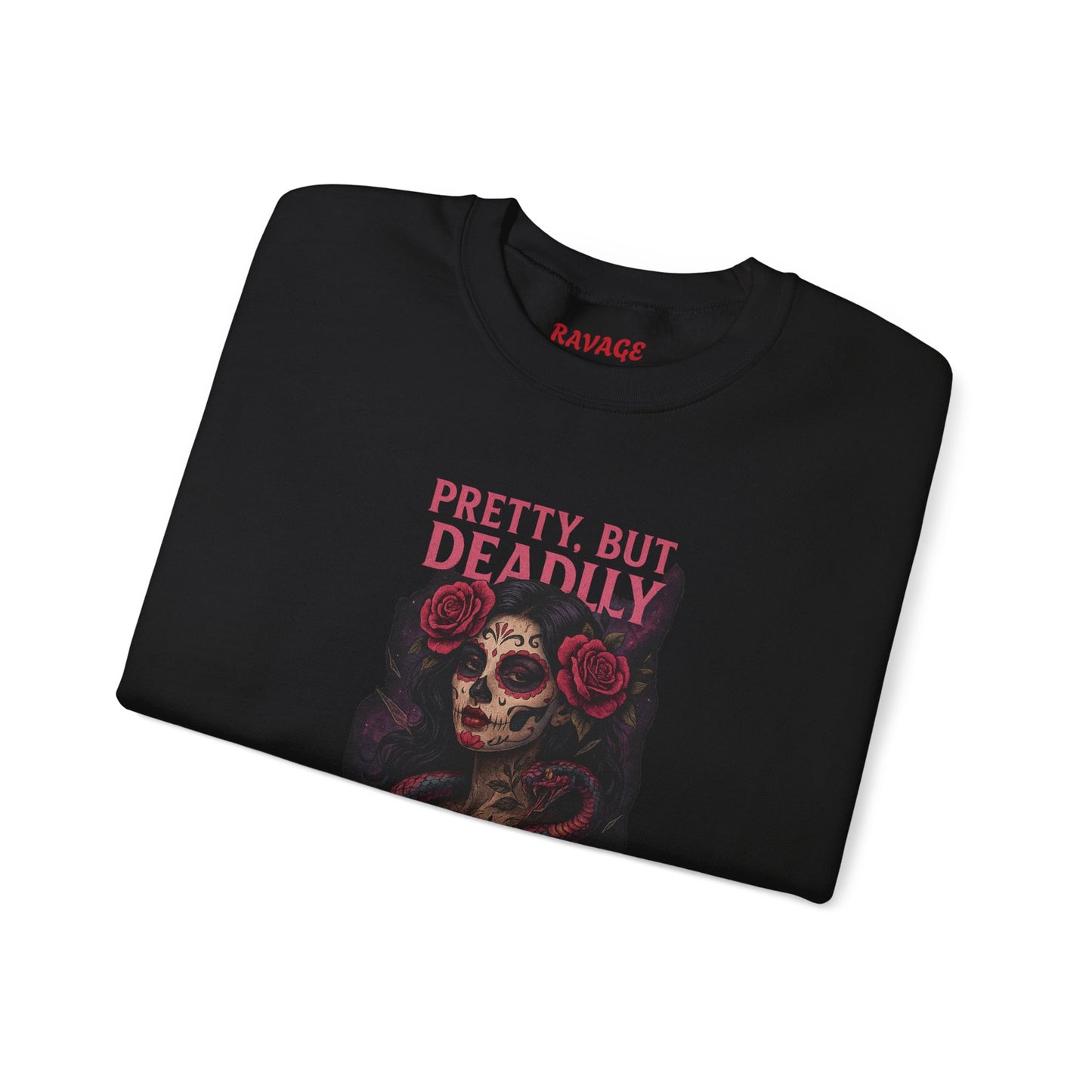 PRETTY BUT DEADLY Unisex Crewneck Sweatshirt – Heavy Blend Pullover for Casual Wear | Cozy Streetwear Gift for Her, Feminist Fashion Statement