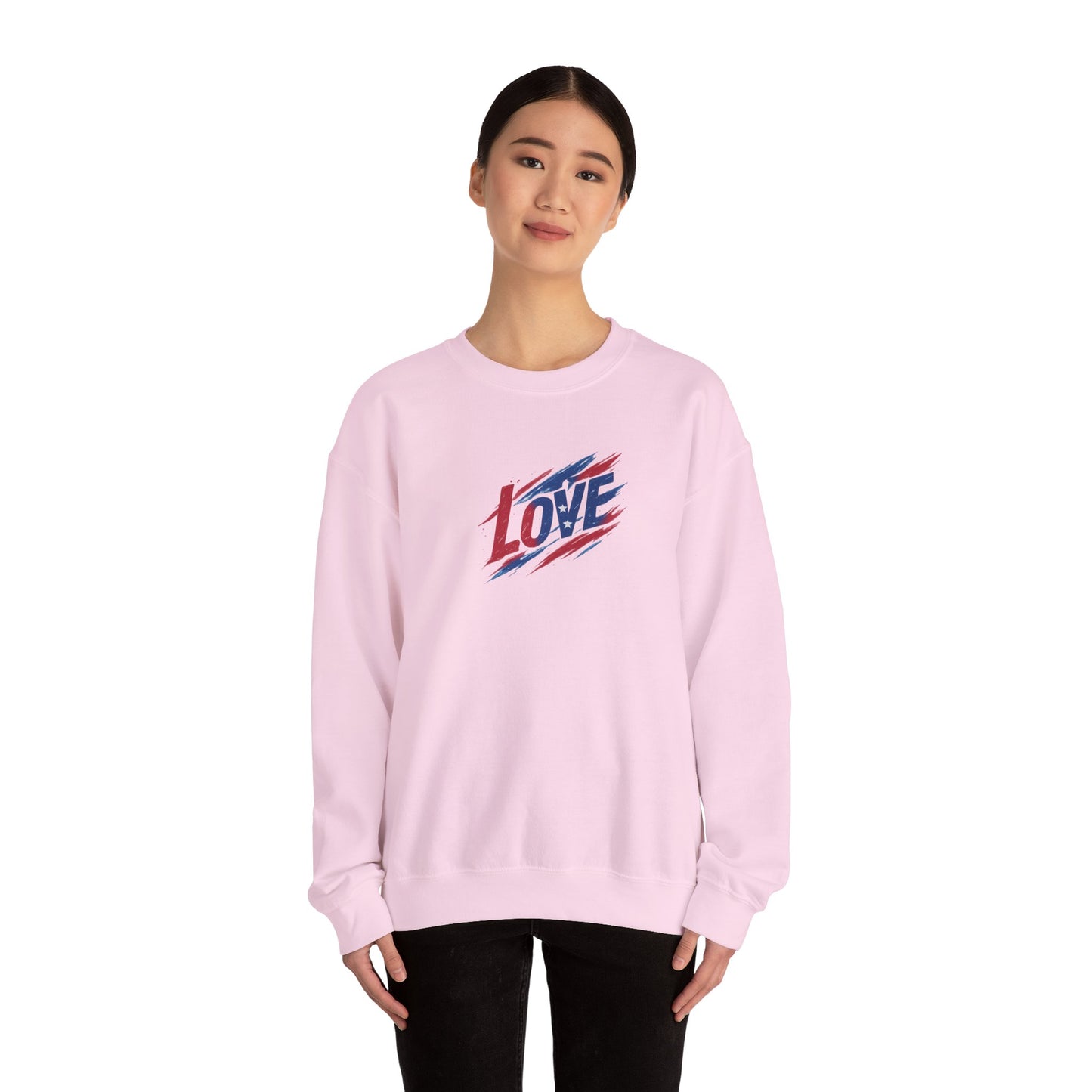 Patriotic Love Sweatshirt | Unisex Crewneck, Cozy Top for Celebrations, Gifts, Independence Day, Casual Style, Everyday Comfort