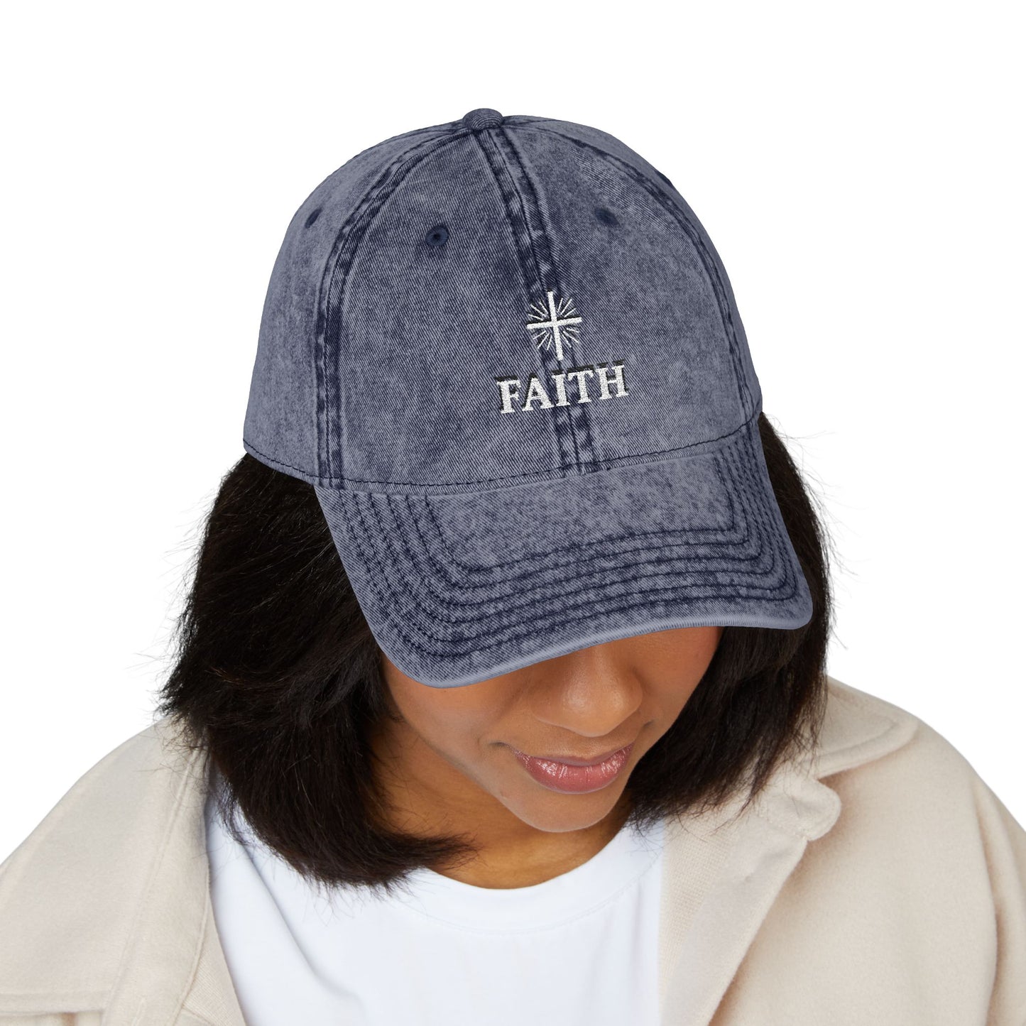 Vintage Faith Embroidered Cap, Inspirational Hat for Everyday Wear, Perfect Gift for Birthdays & Holidays