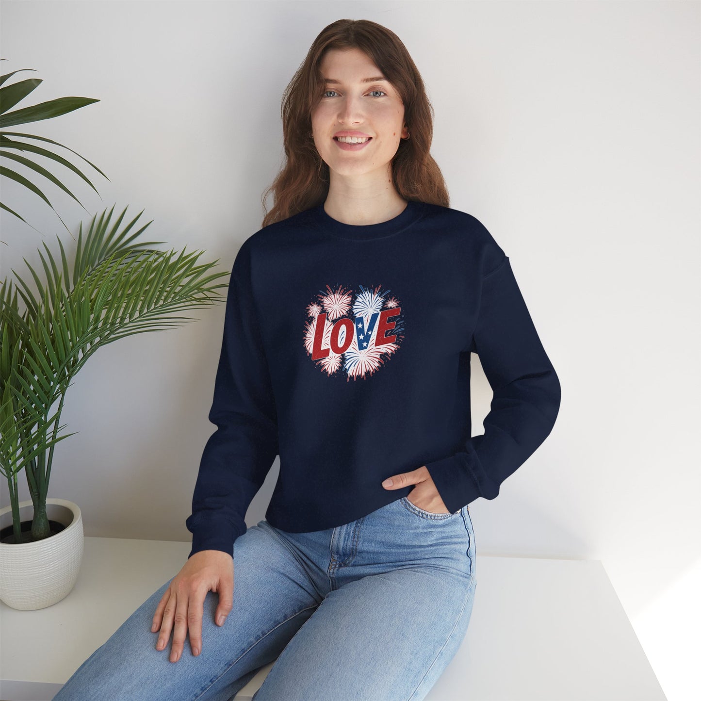 Patriotic Love Sweatshirt | Unisex Crewneck, Cozy Top for Celebrations, Gifts, Independence Day, Casual Style, Everyday Comfort