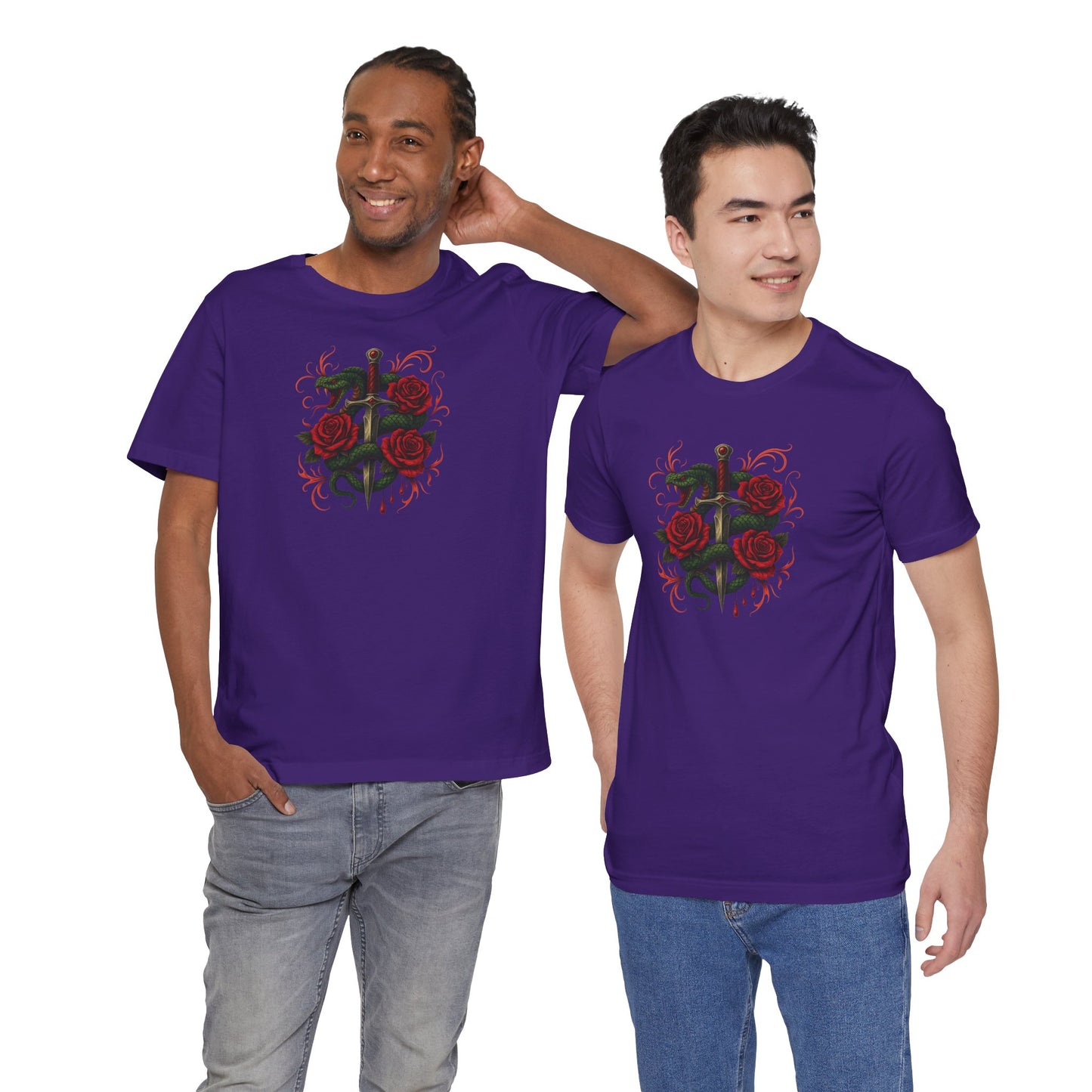 Edgy Rose Design Tee, Casual Wear, Gift for Music Lovers, Streetwear, Graphic Shirt, Vintage Style