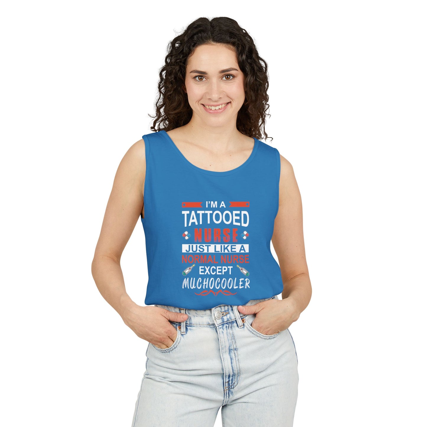 Tattooed Nurse Garment-Dyed Tank Top, Gift for Nurses, Casual Summer Wear