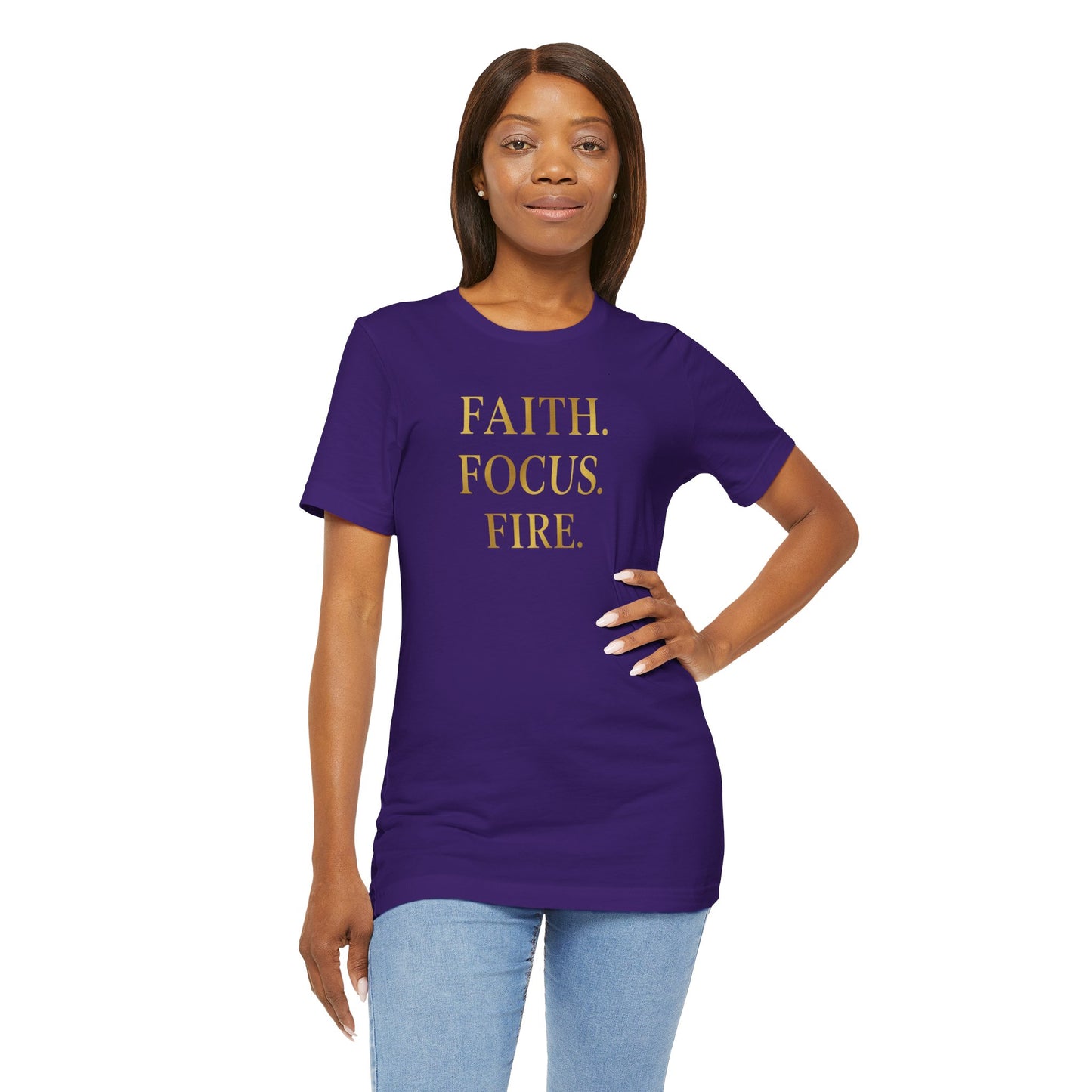 Faith Focus Fire T-Shirt | Inspirational Christian Apparel, Motivational Unisex Tee, Casual Everyday Wear, Holiday & Celebration Gift