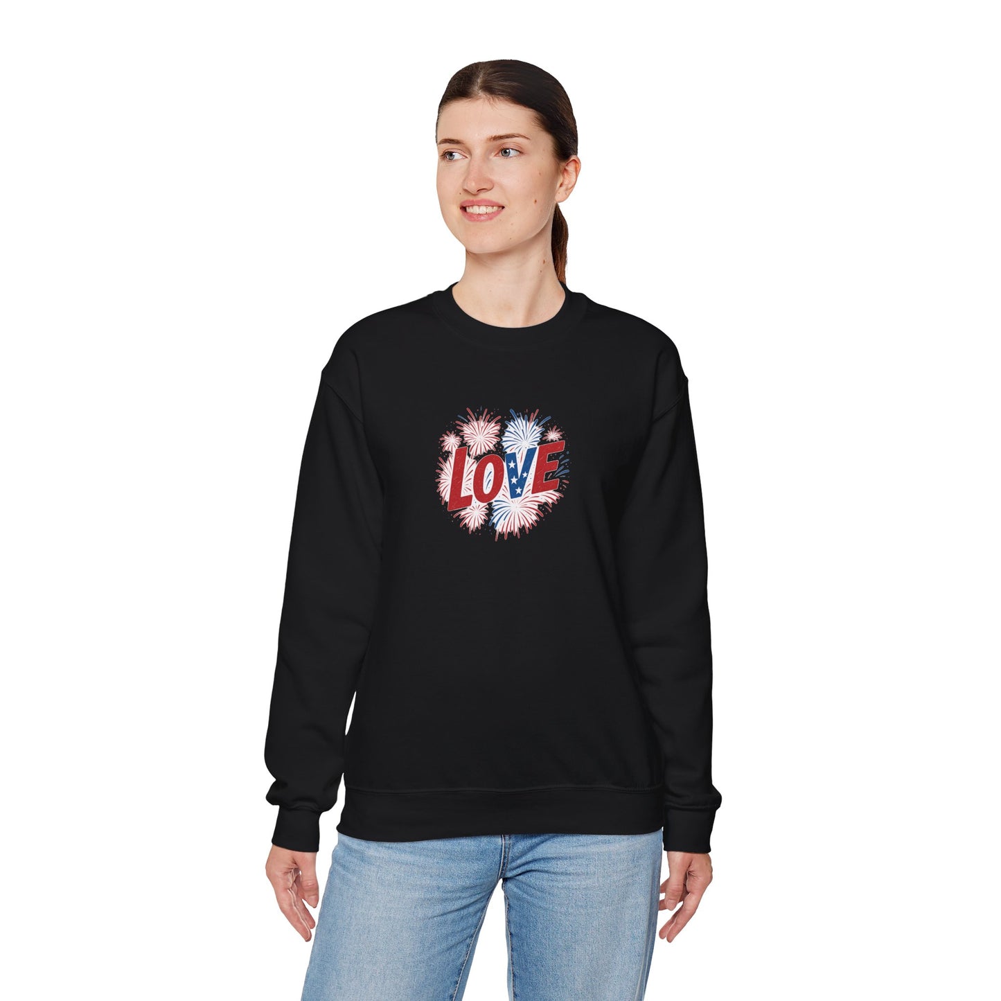 Patriotic Love Sweatshirt | Unisex Crewneck, Cozy Top for Celebrations, Gifts, Independence Day, Casual Style, Everyday Comfort