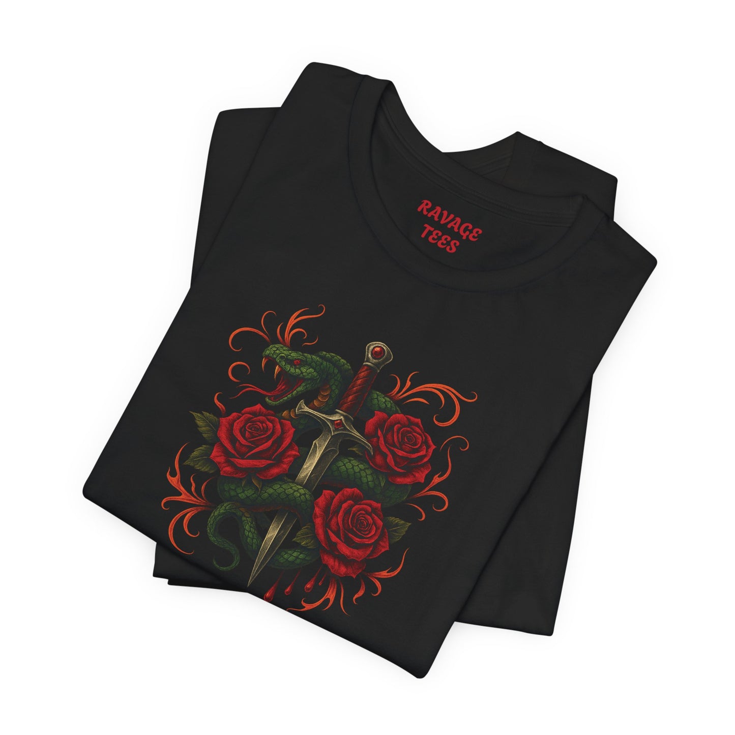 Edgy Rose Design Tee, Casual Wear, Gift for Music Lovers, Streetwear, Graphic Shirt, Vintage Style