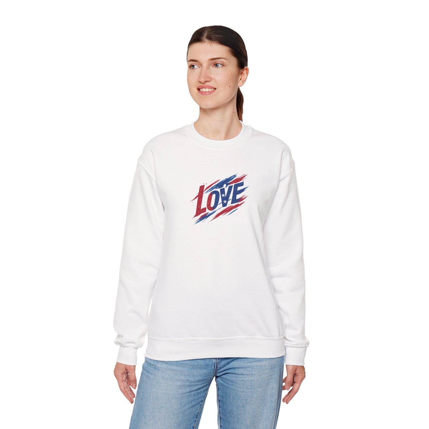 Patriotic Love Sweatshirt | Unisex Crewneck, Cozy Top for Celebrations, Gifts, Independence Day, Casual Style, Everyday Comfort