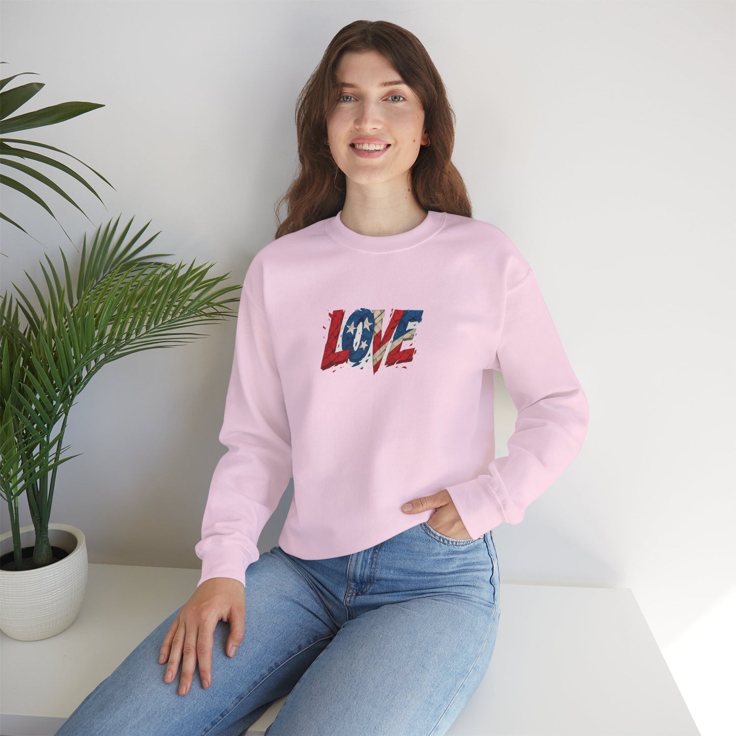 Patriotic Love Sweatshirt | Unisex Crewneck, Cozy Top for Celebrations, Gifts, Independence Day, Casual Style, Everyday Comfort