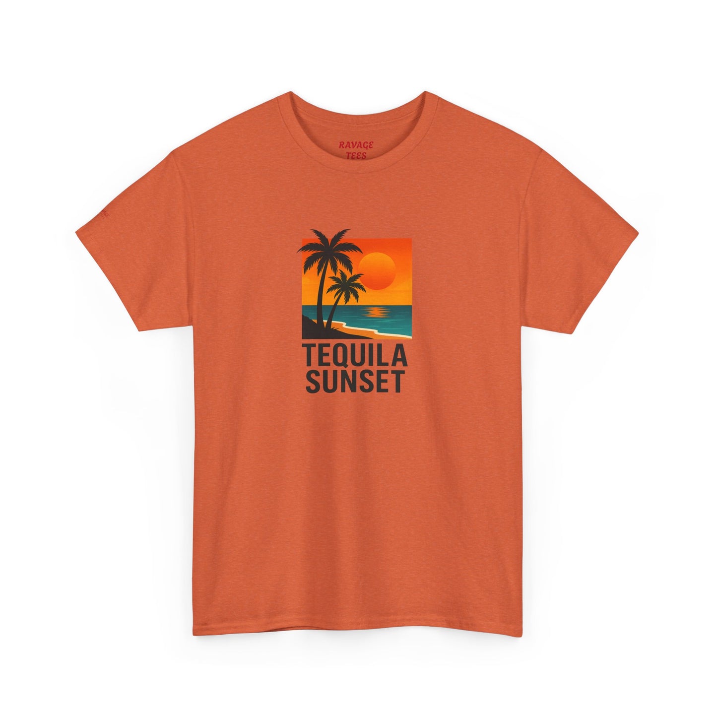 Tequila Sunset Unisex Heavy Cotton Tee | Beachwear, Vacation Shirt, Tropical Vibes