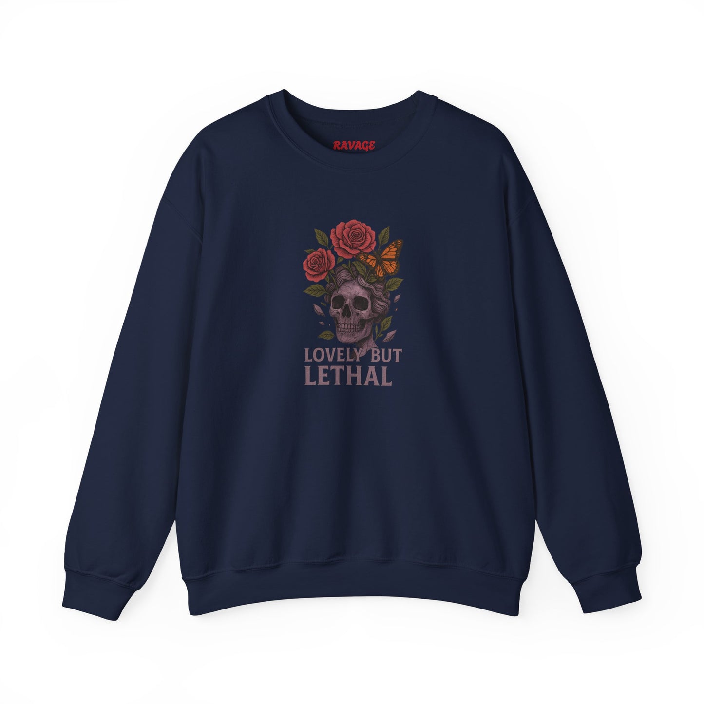 LOVELY BUT LETHAL Unisex Crewneck Sweatshirt – Heavy Blend Pullover for Casual Wear | Cozy Streetwear Gift for Her, Feminist Fashion Statement