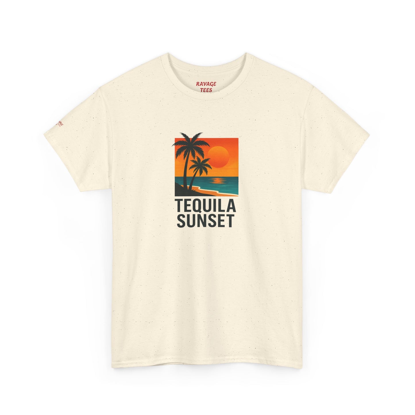 Tequila Sunset Unisex Heavy Cotton Tee | Beachwear, Vacation Shirt, Tropical Vibes