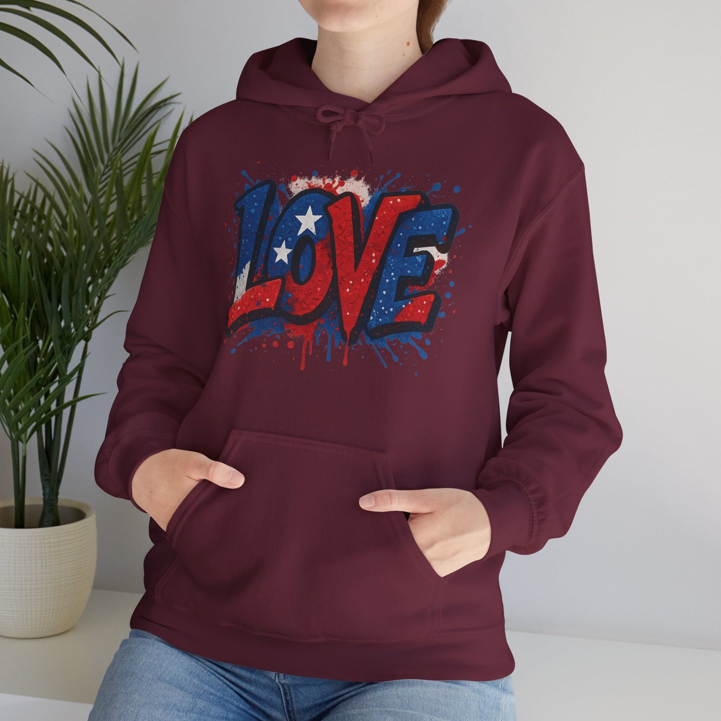 Unisex Hooded Sweatshirt with 'LOVE' Design - Cozy Gift for Friends, Valentine's Day, Casual Wear, Relaxation, Everyday Use