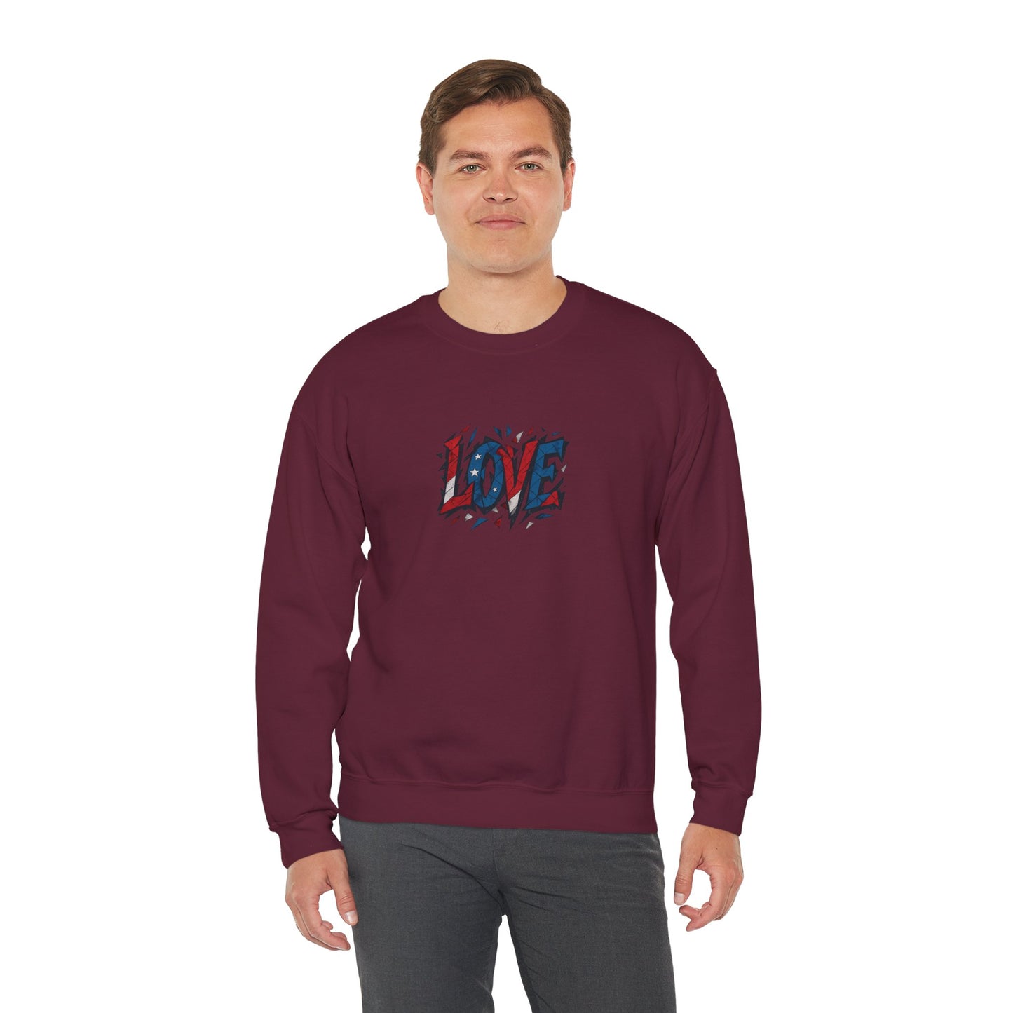 Patriotic Love Sweatshirt | Unisex Crewneck, Cozy Top for Celebrations, Gifts, Independence Day, Casual Style, Everyday Comfort