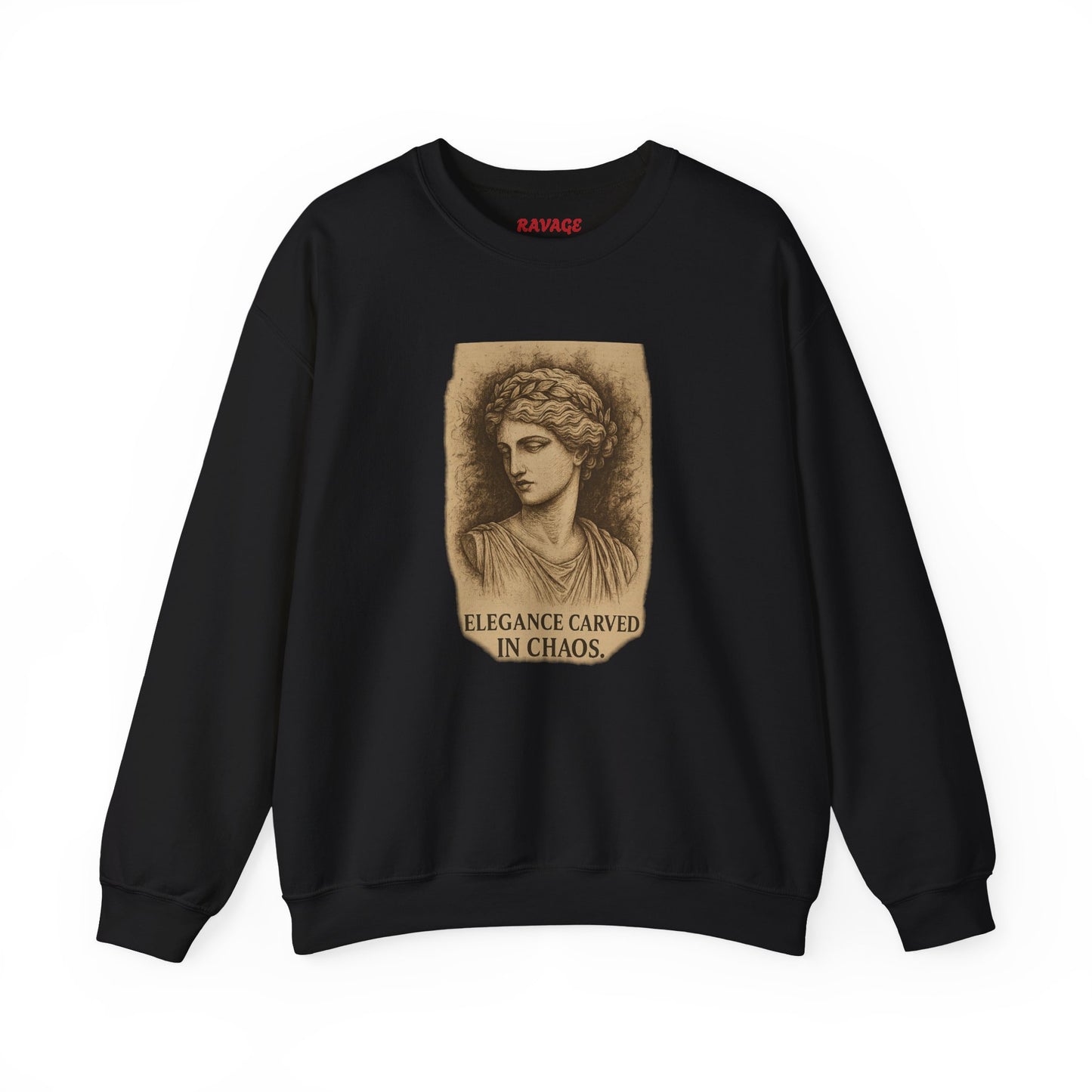 ELEGANCE CARVED IN CHAOS Unisex Crewneck Sweatshirt – Heavy Blend Pullover for Casual Wear | Cozy Streetwear Gift for Her, Feminist Fashion Statement