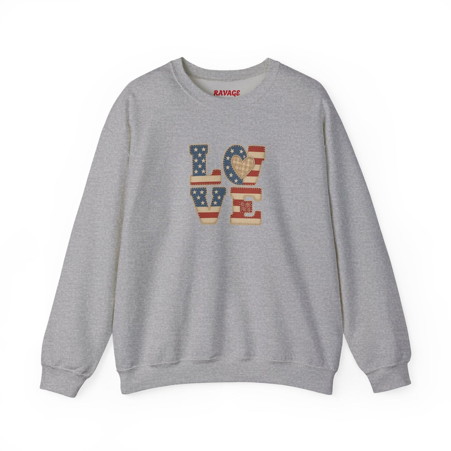 Patriotic Love Sweatshirt | Unisex Crewneck, Cozy Top for Celebrations, Gifts, Independence Day, Casual Style, Everyday Comfort