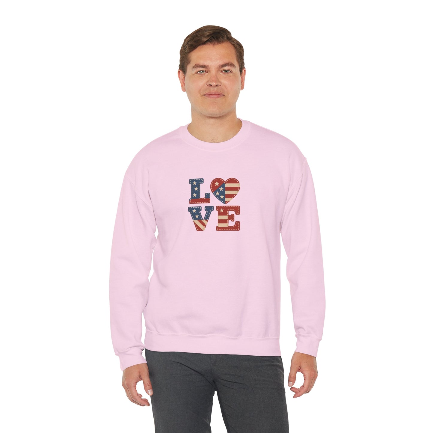 Patriotic Love Sweatshirt | Unisex Crewneck, Cozy Top for Celebrations, Gifts, Independence Day, Casual Style, Everyday Comfort