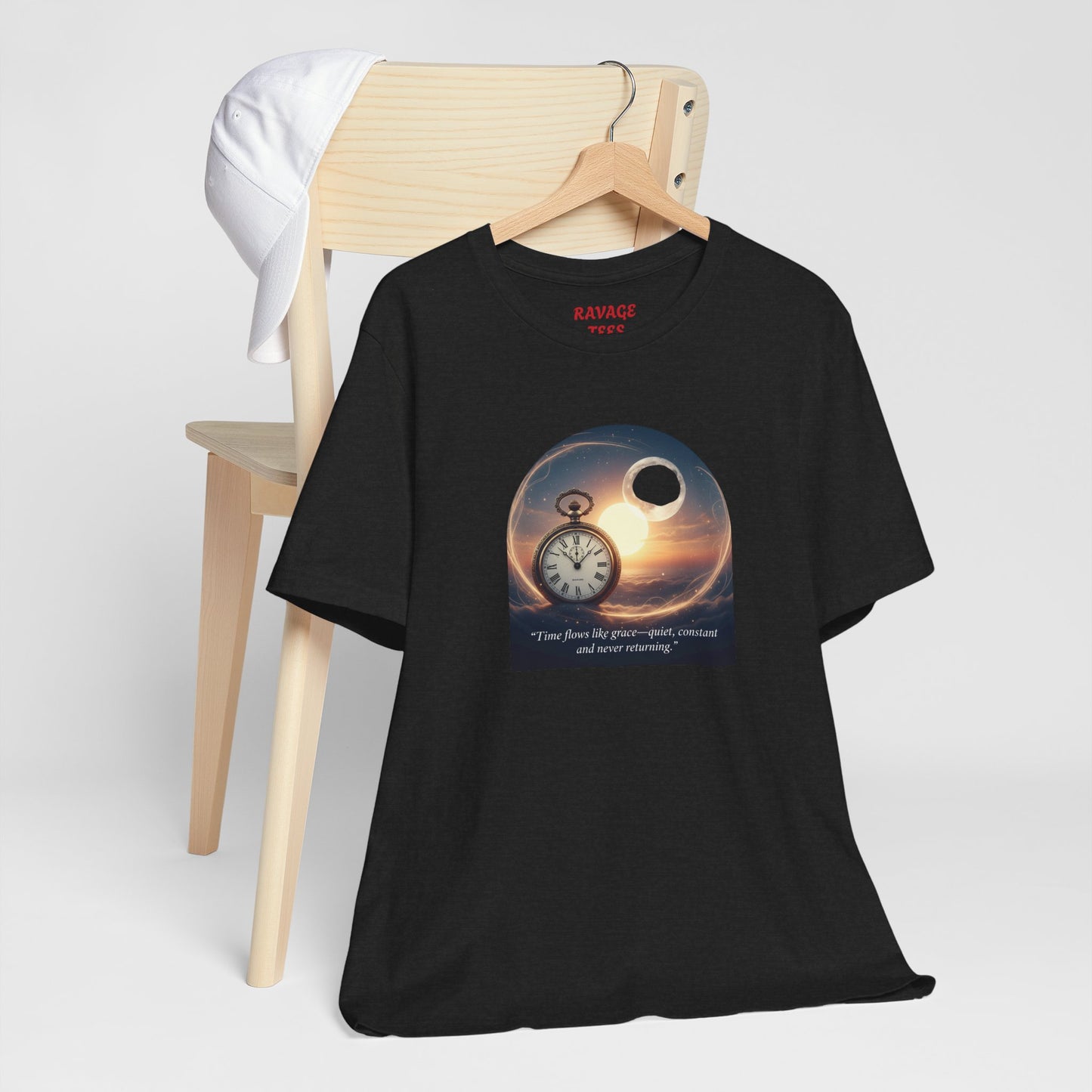 Time Flows Like Grace Cosmic Time Short Sleeve Tee, Celestial T-Shirt, Space Lover Gift, Astrology Shirt, Motivational Tee, Moon Phase Apparel