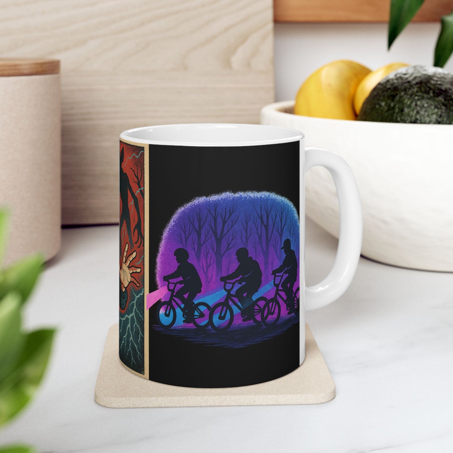 Stranger Things Art Ceramic Mug, 11oz, 15oz Size, Unique Gift for Fans, Retro Coffee Cup, Halloween Decor, Home & Living