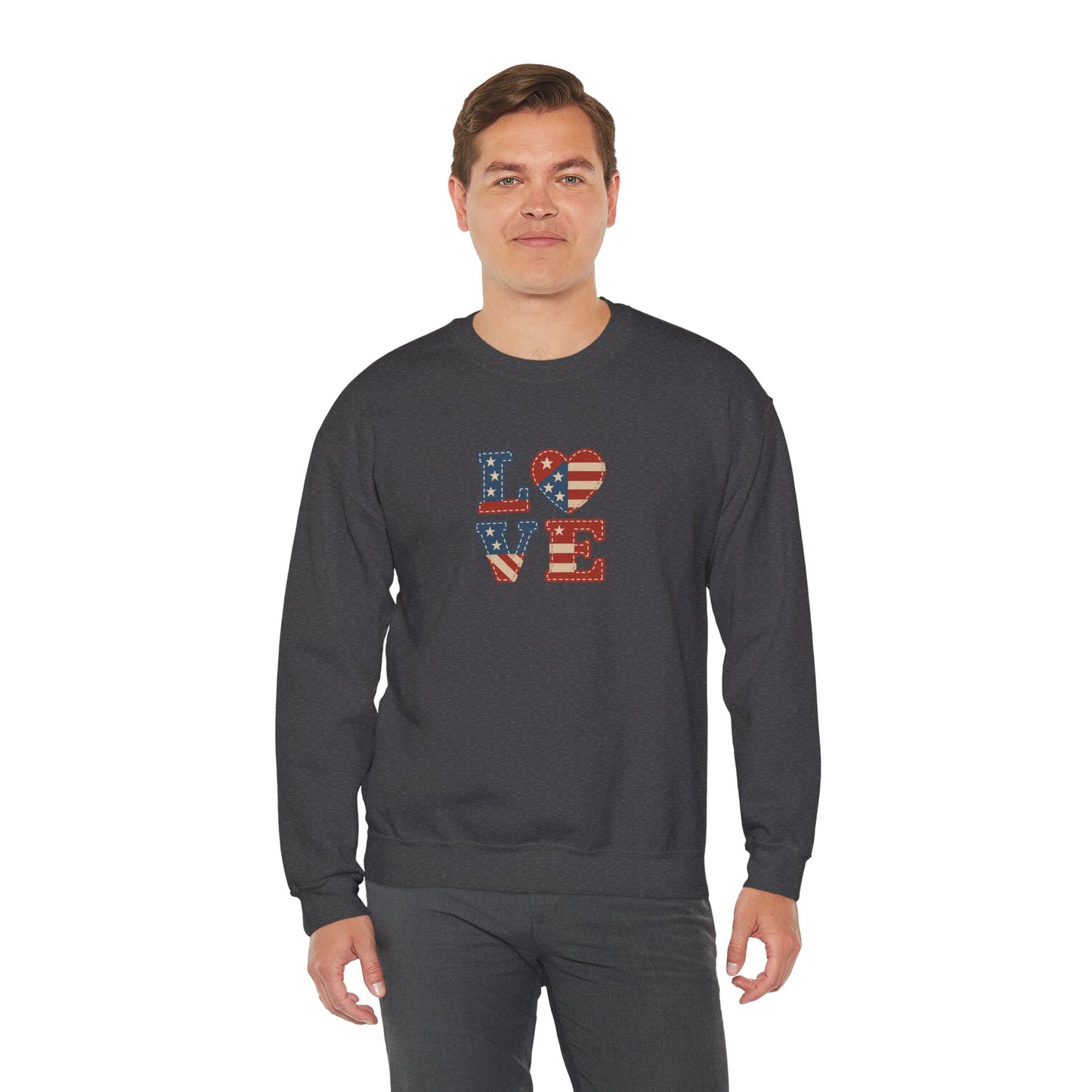 Patriotic Love Sweatshirt | Unisex Crewneck, Cozy Top for Celebrations, Gifts, Independence Day, Casual Style, Everyday Comfort