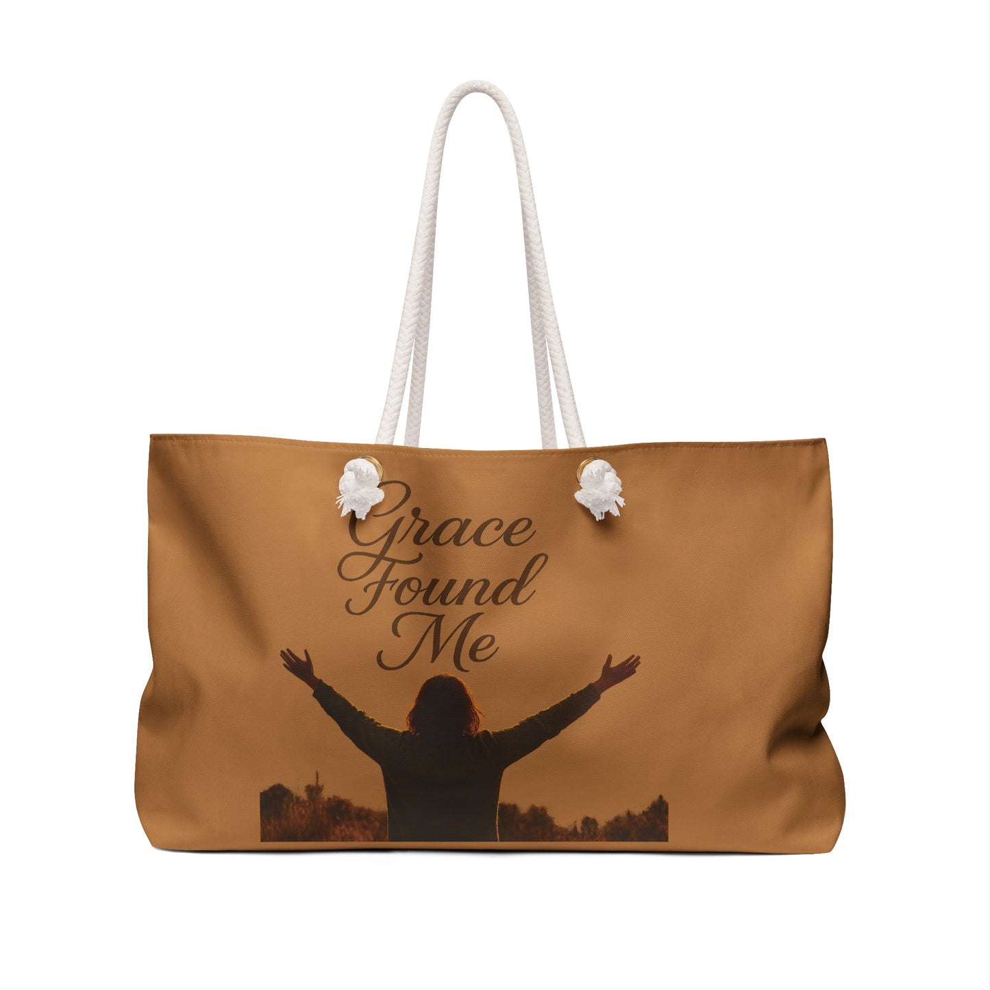 Grace Found Me Weekender Bag – Inspirational Christian Travel Tote, Faith-Based Gift, Spiritual Carryall for Weekend Getaways, Church Retreats, and Everyday Essentials