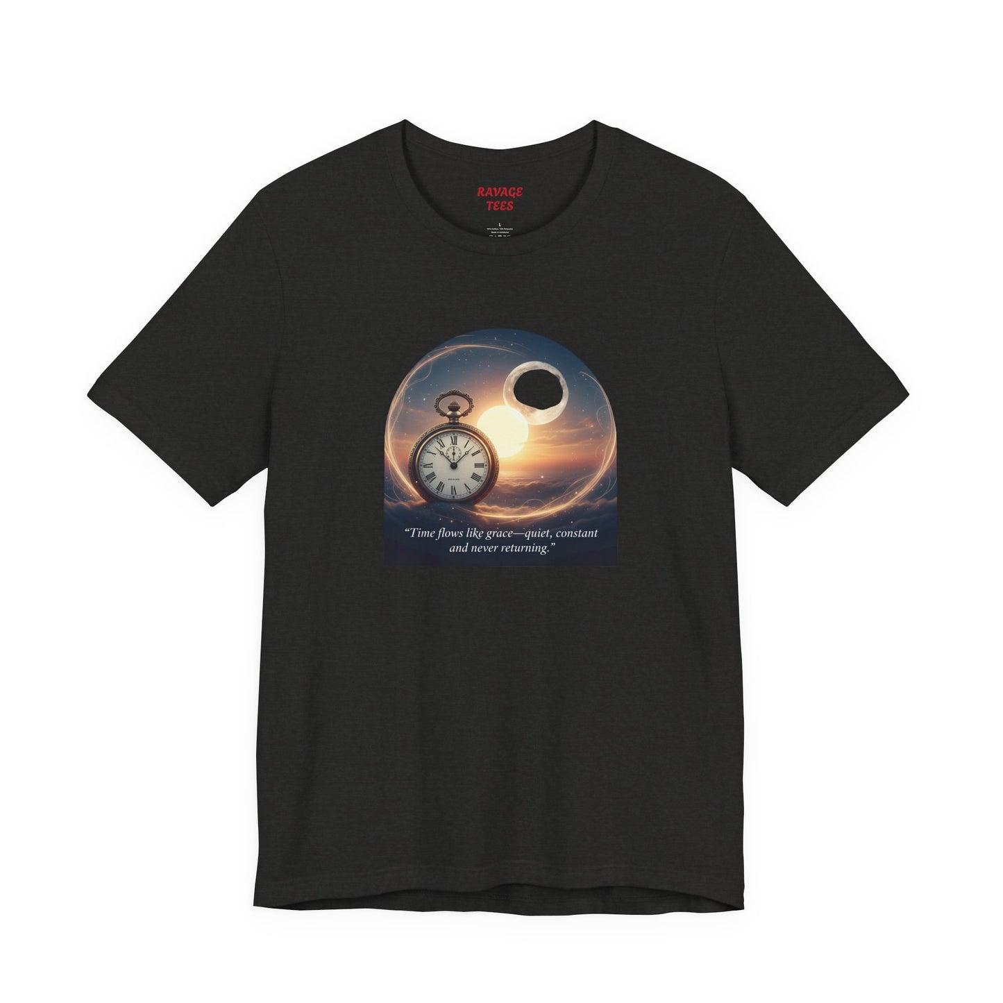 Time Flows Like Grace Cosmic Time Short Sleeve Tee, Celestial T-Shirt, Space Lover Gift, Astrology Shirt, Motivational Tee, Moon Phase Apparel