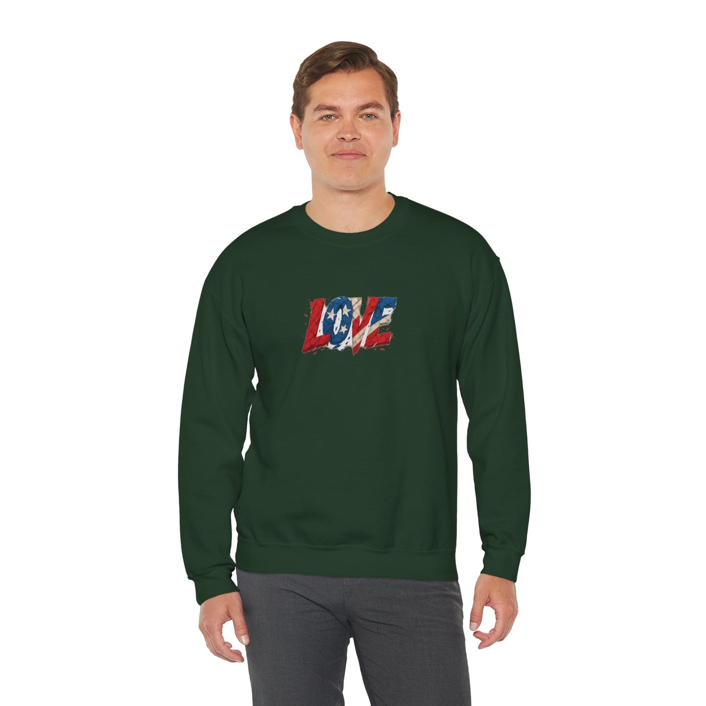 Patriotic Love Sweatshirt | Unisex Crewneck, Cozy Top for Celebrations, Gifts, Independence Day, Casual Style, Everyday Comfort