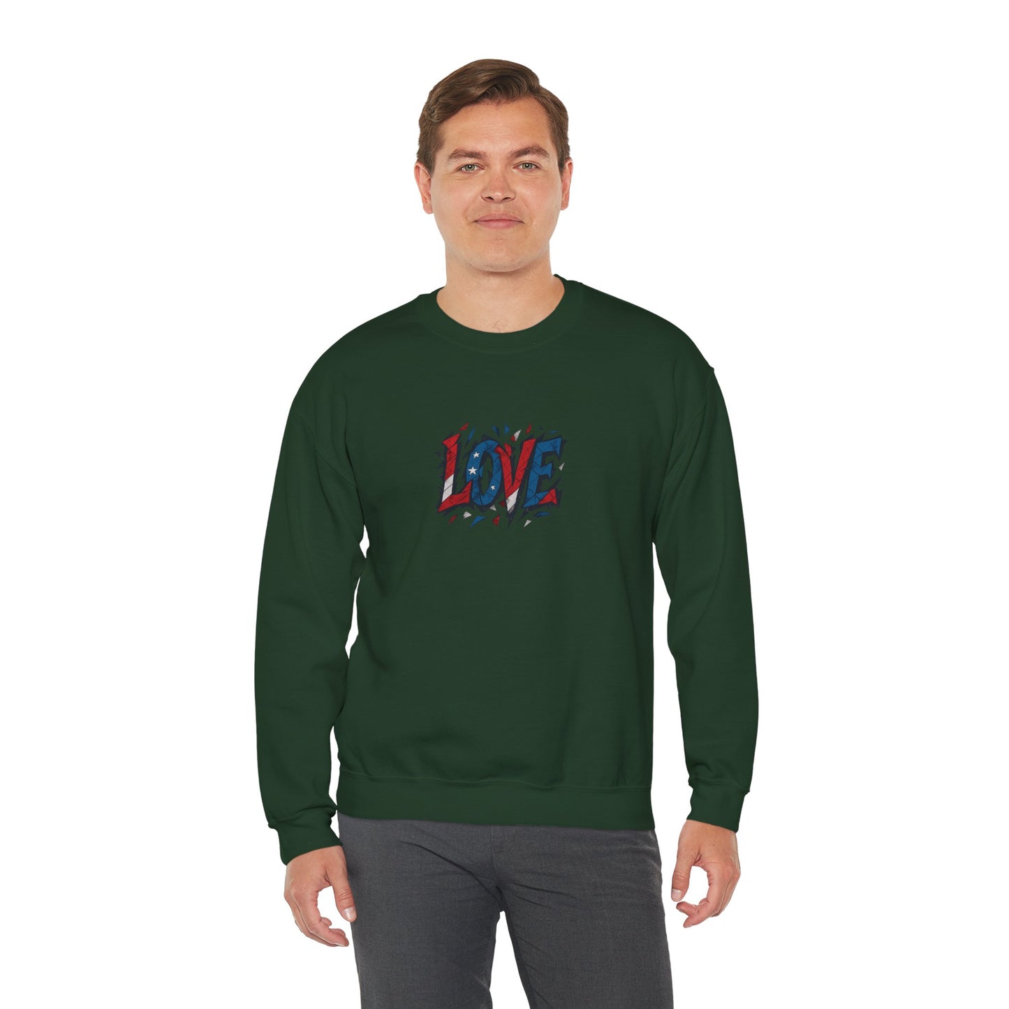 Patriotic Love Sweatshirt | Unisex Crewneck, Cozy Top for Celebrations, Gifts, Independence Day, Casual Style, Everyday Comfort