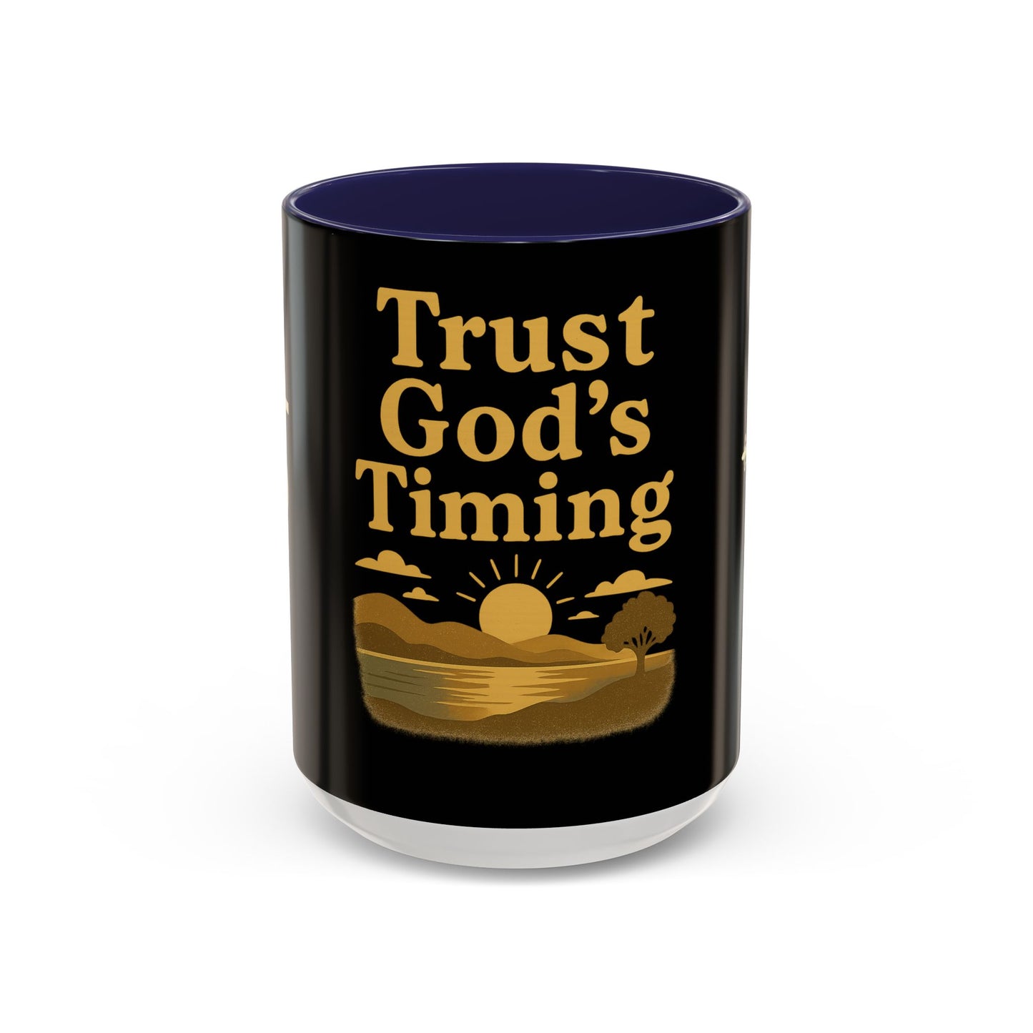 Trust God's Timing Christian Coffee Mug – Inspirational Accent Cup (11oz & 15oz), Faith-Based Gift for Coffee & Tea Lovers